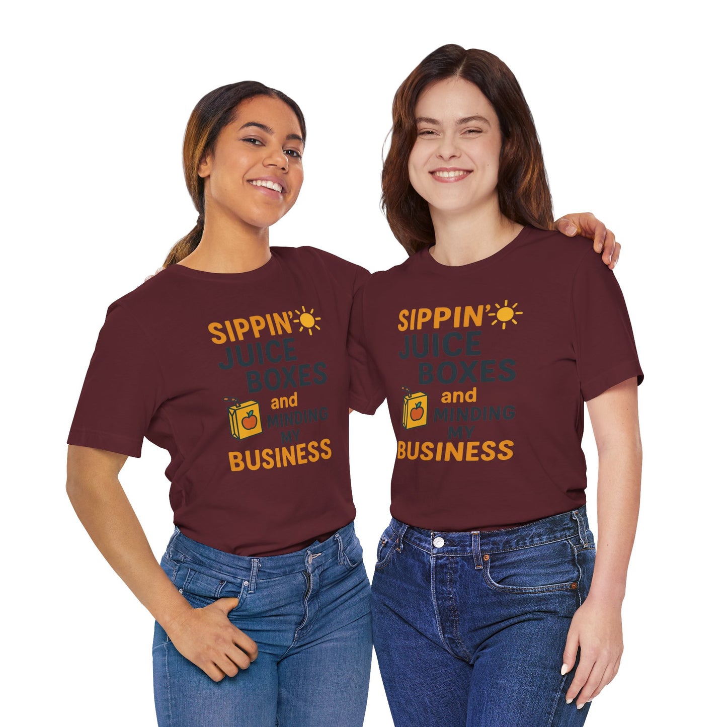 Sippin' Juice Boxes Graphic Tee, Fun Summer Shirt, Cute Gift for Kids, Playful Family Outing Top, Refreshing Summer Attire