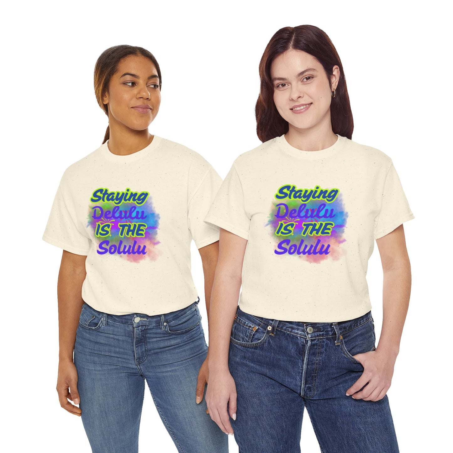 Colorful Staying Delulu Unisex Heavy Cotton Tee - Fun and Relaxed Vibe