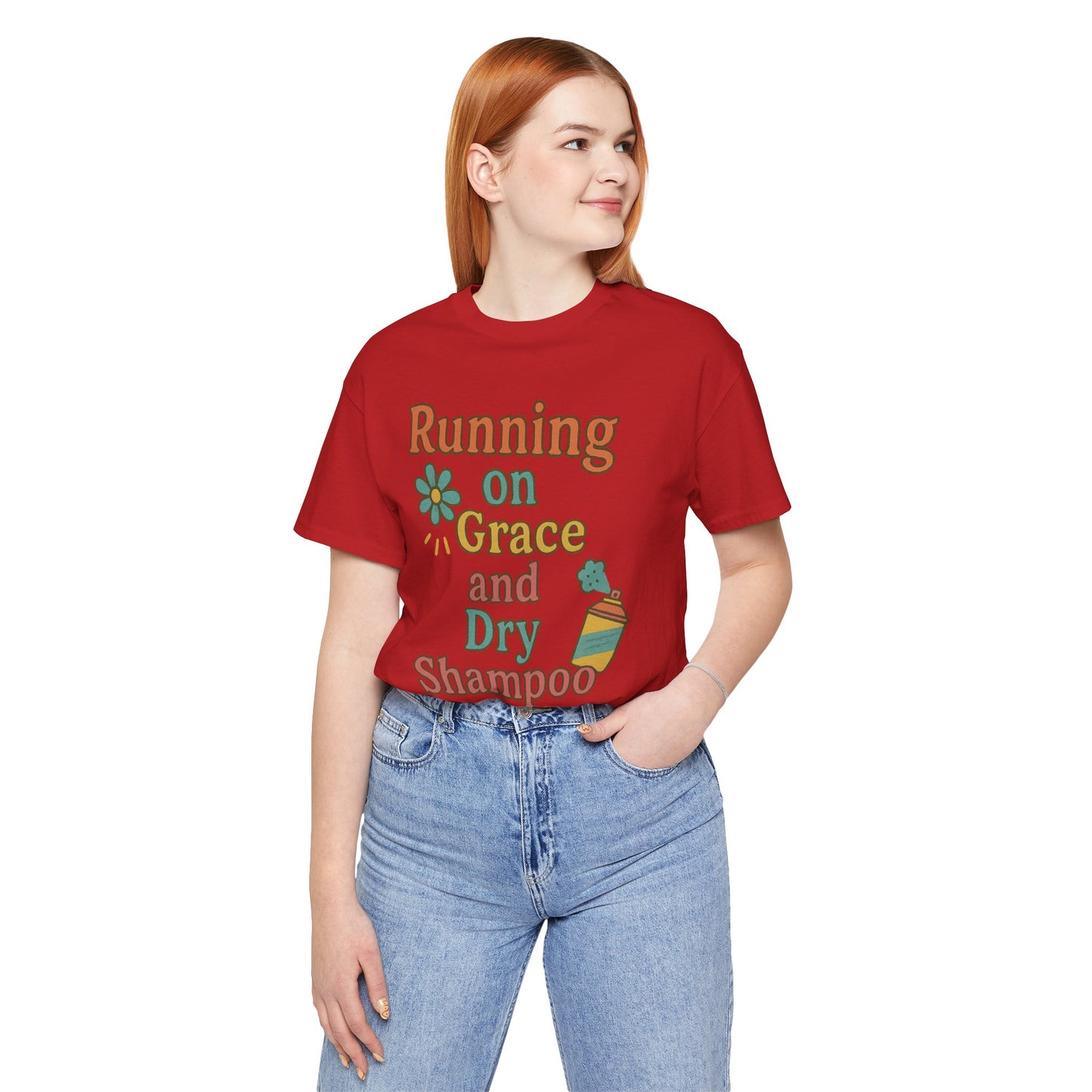 Running on Grace and Dry Shampoo Tee, Funny T-Shirt for Moms, Comfortable Everyday Wear, Gift for Hair Lovers, Trendy Casual Style