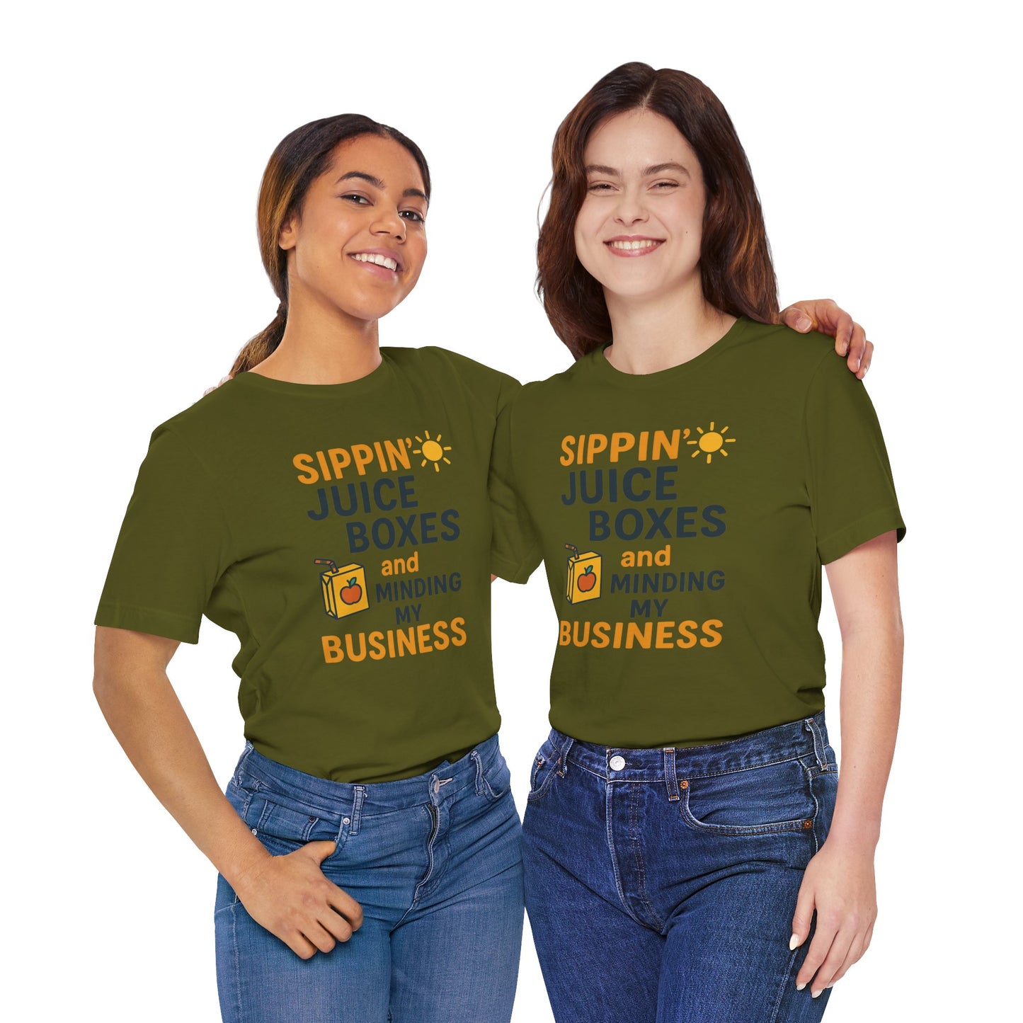 Sippin' Juice Boxes Graphic Tee, Fun Summer Shirt, Cute Gift for Kids, Playful Family Outing Top, Refreshing Summer Attire