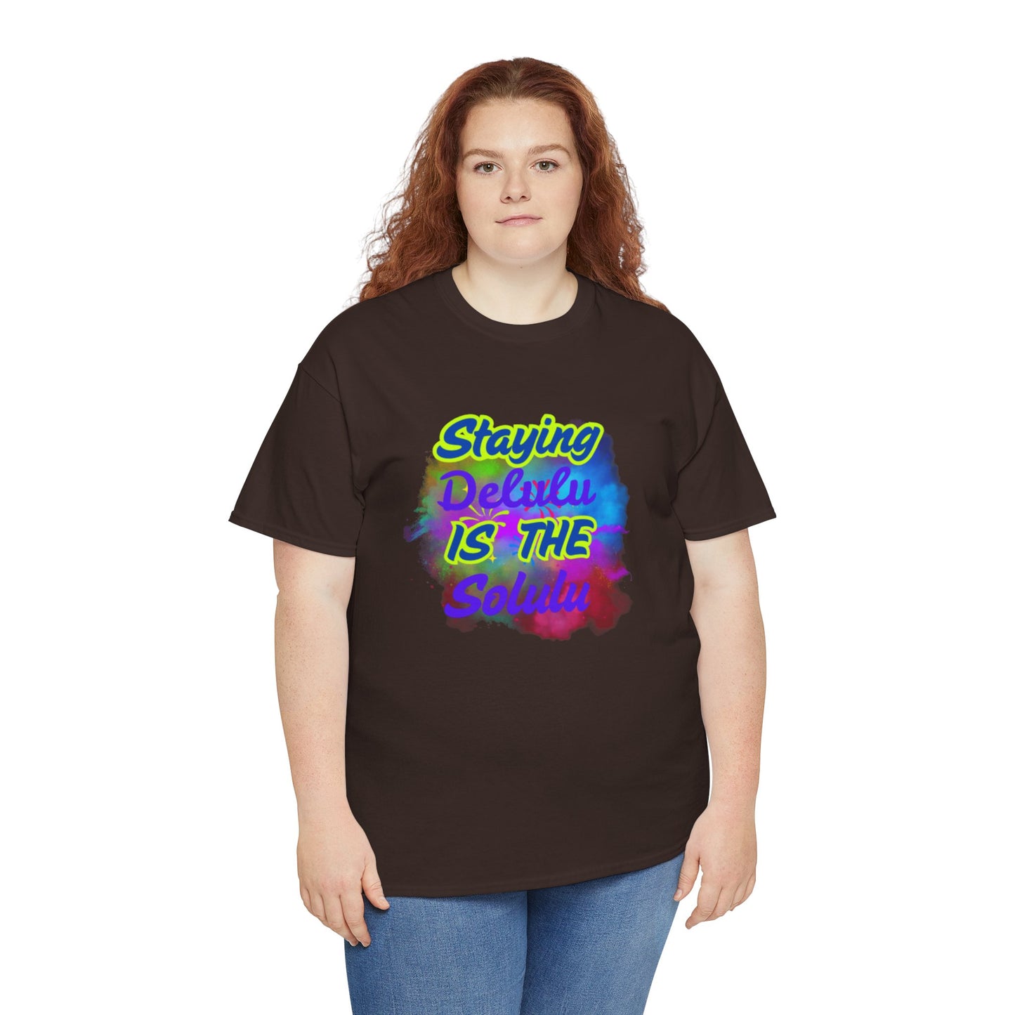 Colorful Staying Delulu Unisex Heavy Cotton Tee - Fun and Relaxed Vibe