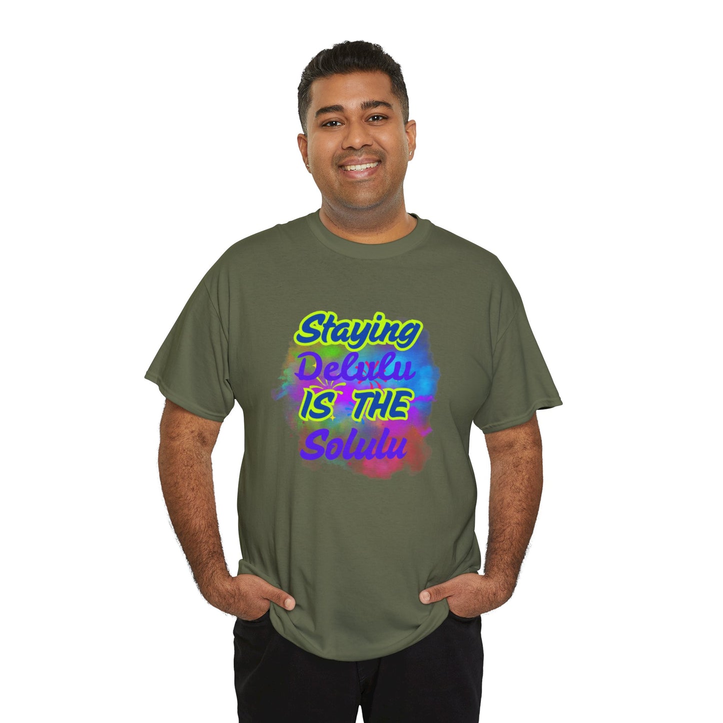 Colorful Staying Delulu Unisex Heavy Cotton Tee - Fun and Relaxed Vibe