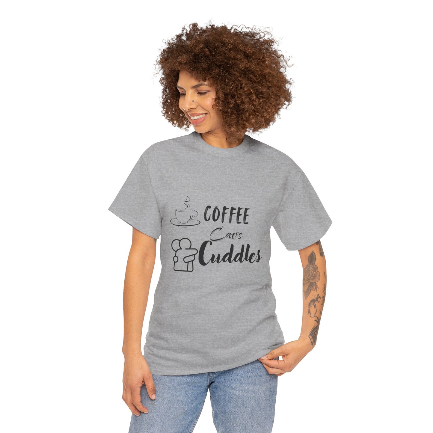 Cozy Coffee Cuddles Unisex Heavy Cotton Tee- Women