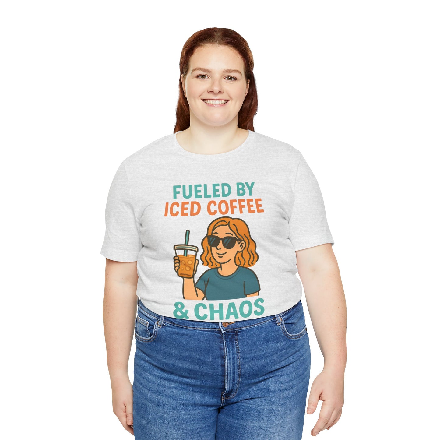Fueled by Iced Coffee Unisex Tee, Summer Vibe Shirt, Coffee Lover Gift, Casual Wear, Gift for Friends, Funny Graphic Tee