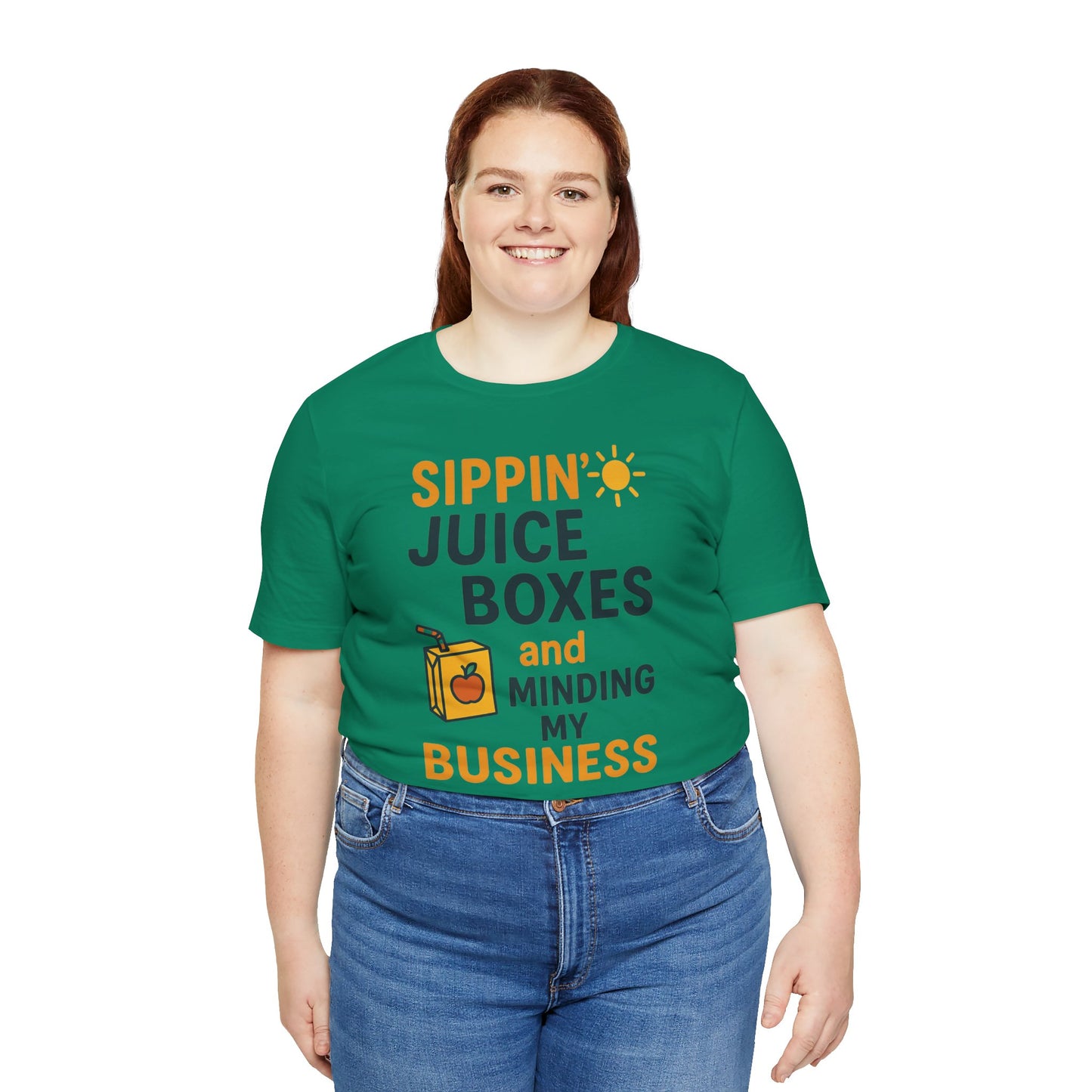 Sippin' Juice Boxes Graphic Tee, Fun Summer Shirt, Cute Gift for Kids, Playful Family Outing Top, Refreshing Summer Attire