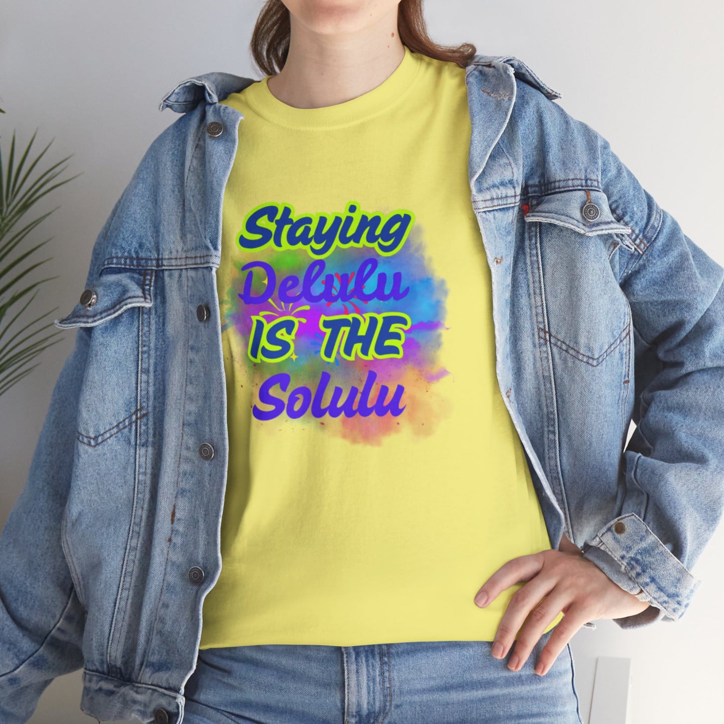 Colorful Staying Delulu Unisex Heavy Cotton Tee - Fun and Relaxed Vibe