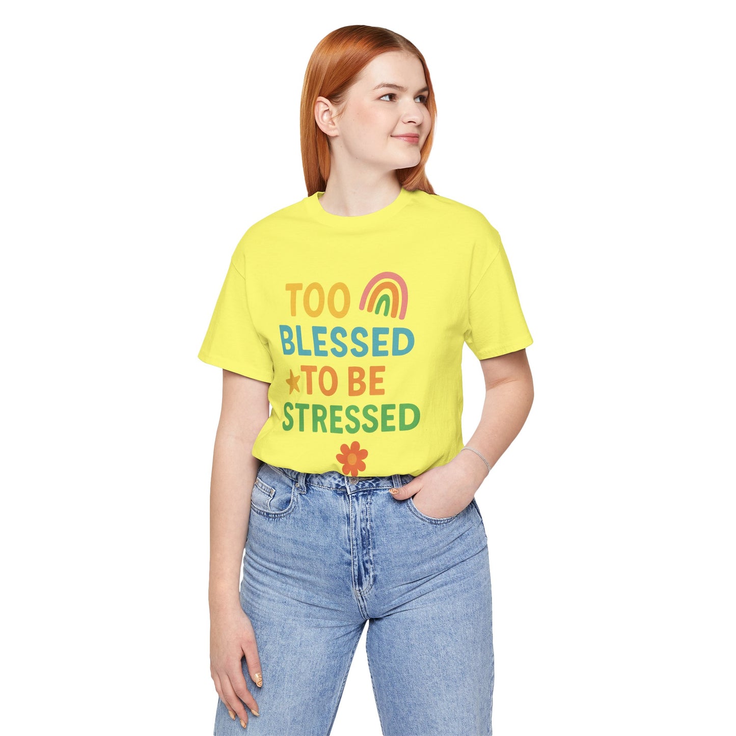 Too Blessed to Be Stressed Tee | Motivational T-Shirt | Gift for Friends | Relaxation Apparel | Positive Vibes Shirt | Everyday Casual Wear