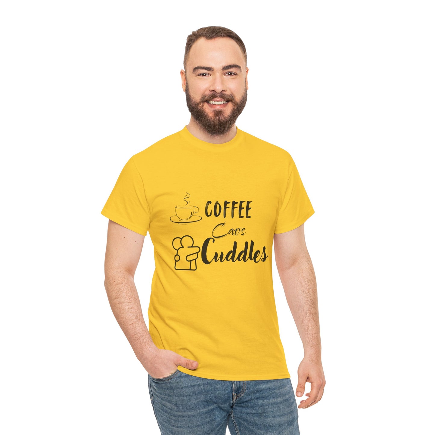 Cozy Coffee Cuddles Unisex Heavy Cotton Tee- Women