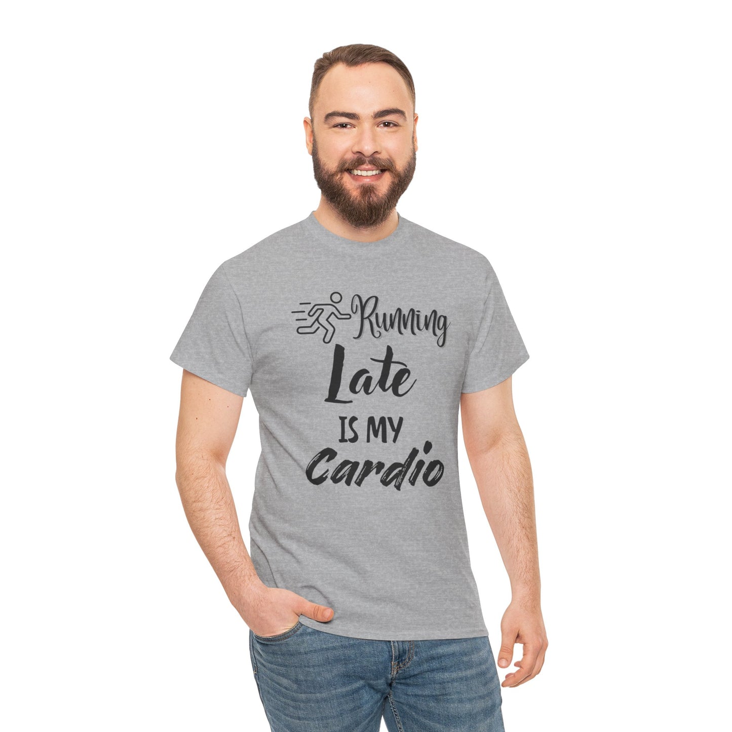 Running Late Is My Cardio Unisex Heavy Cotton Tee -Men