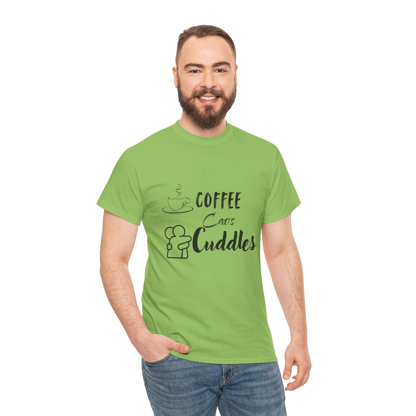 Cozy Coffee Cuddles Unisex Heavy Cotton Tee- Women