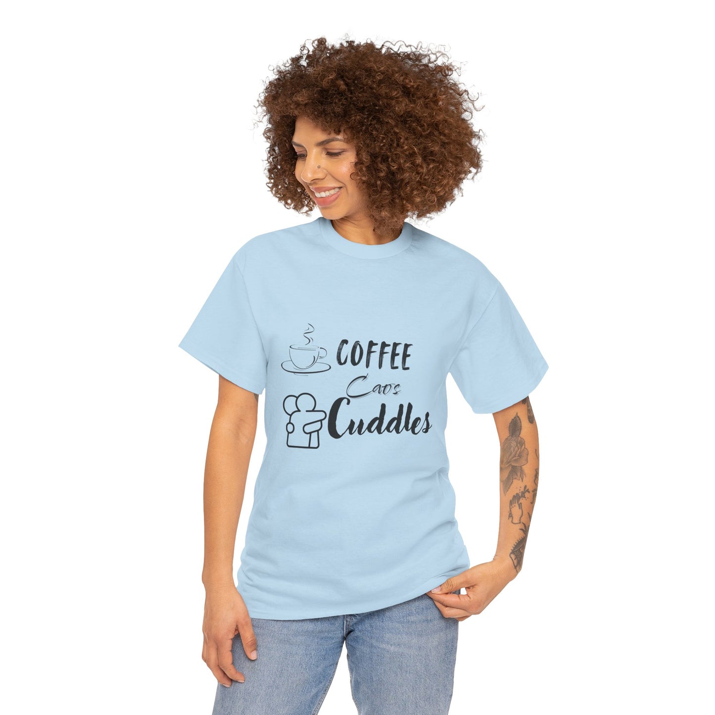 Cozy Coffee Cuddles Unisex Heavy Cotton Tee- Women