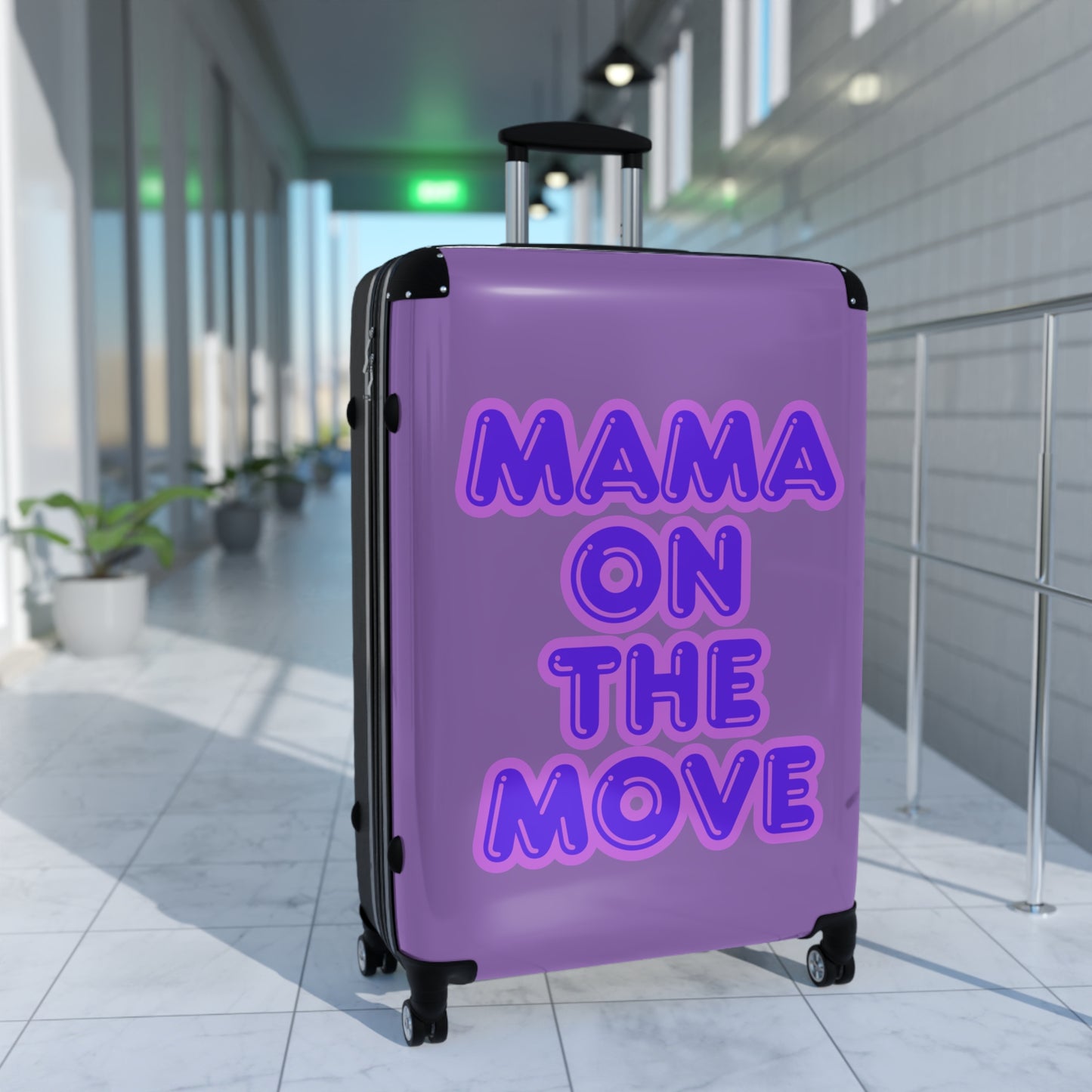 Purple Stylish Travel Suitcase - 'Mama On The Move' Luggage for Moms on the Go