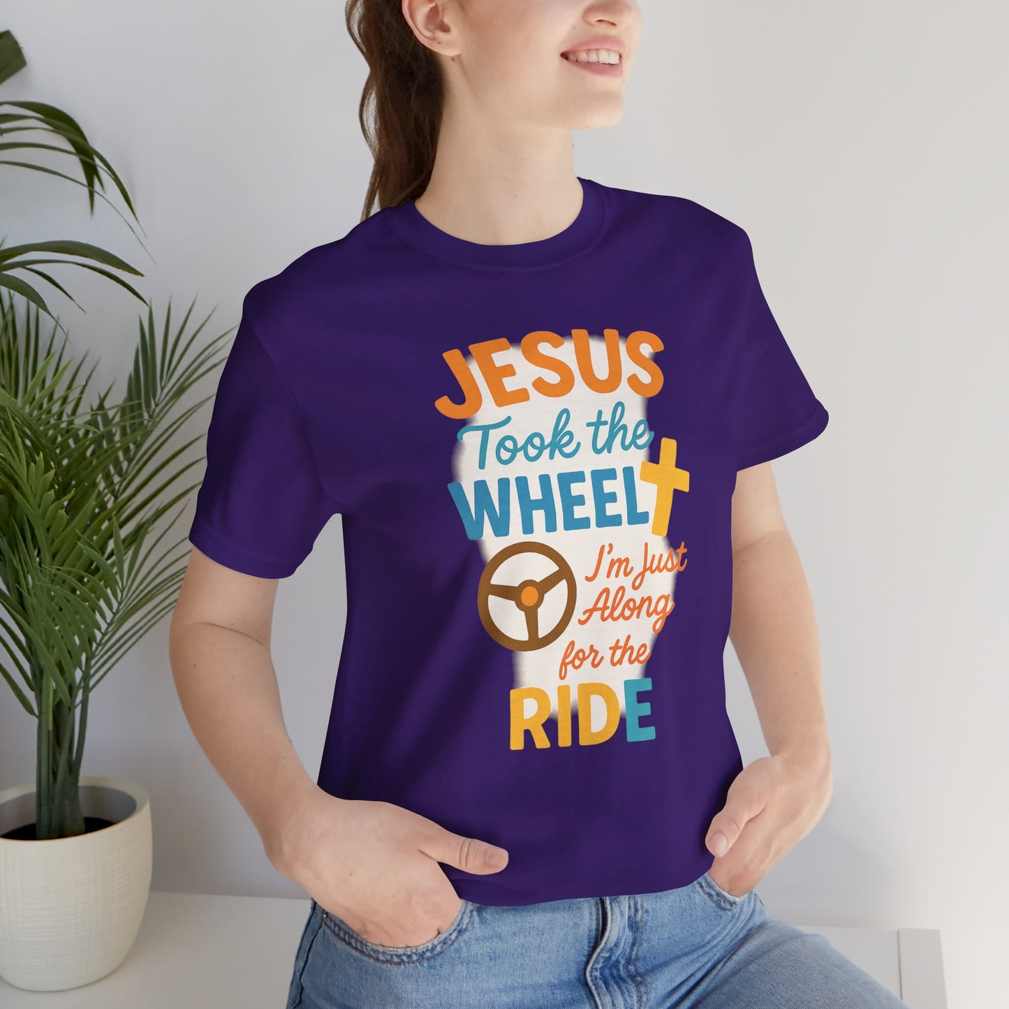 Jesus Took the Wheel Tee, Christian Shirt for Faith, Spiritual Gifts, Inspirational Top, Casual Wear, Religious Apparel