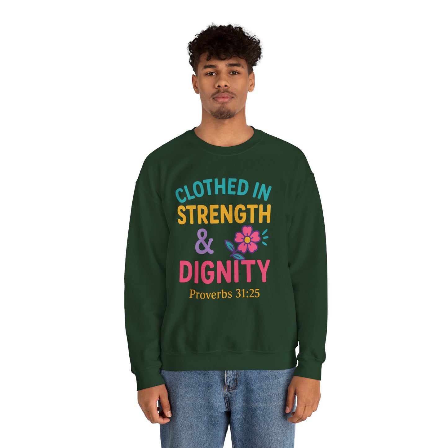 Strength & Dignity Sweatshirt for Women - Inspirational Crewneck, Perfect Gift for Moms, Birthdays, Encouragement, Proverbs 31:25