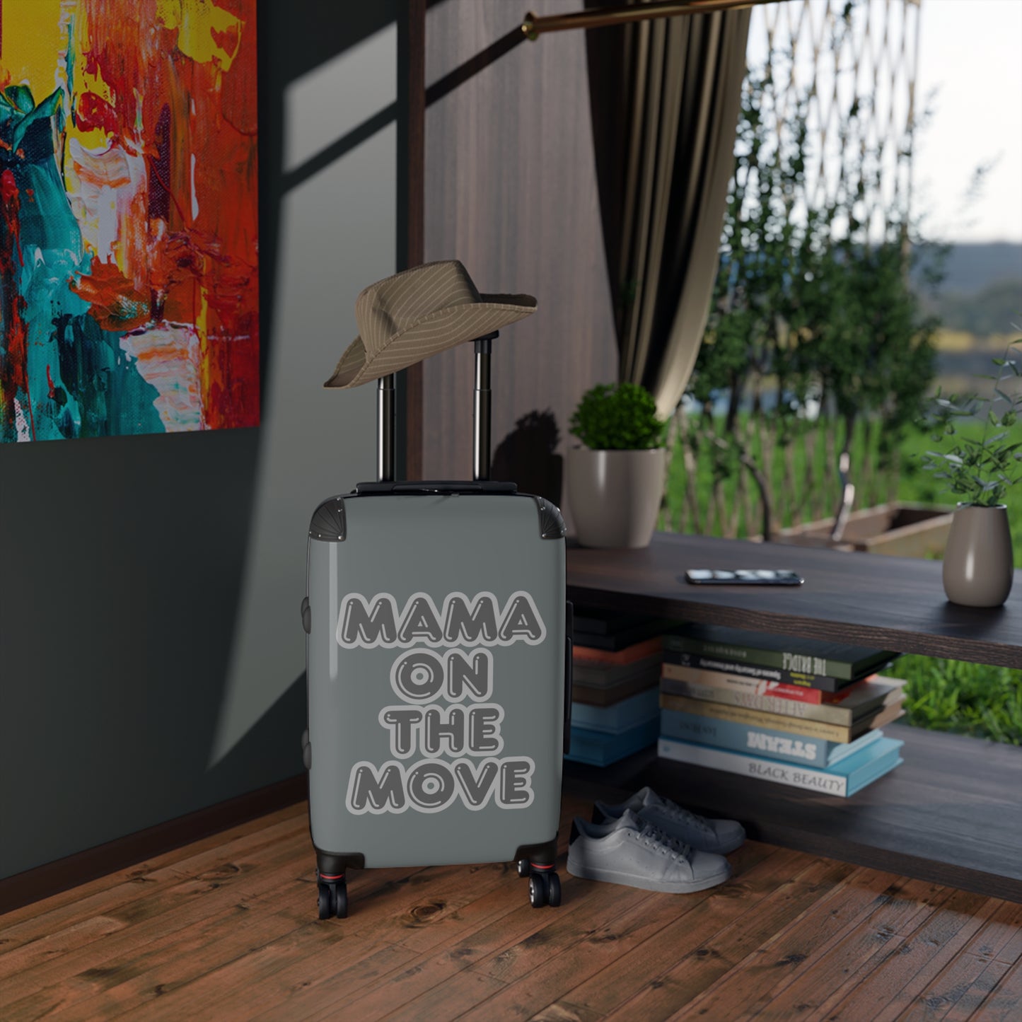 Grey Mama On The Move Suitcase - Stylish Travel Luggage for Busy Moms