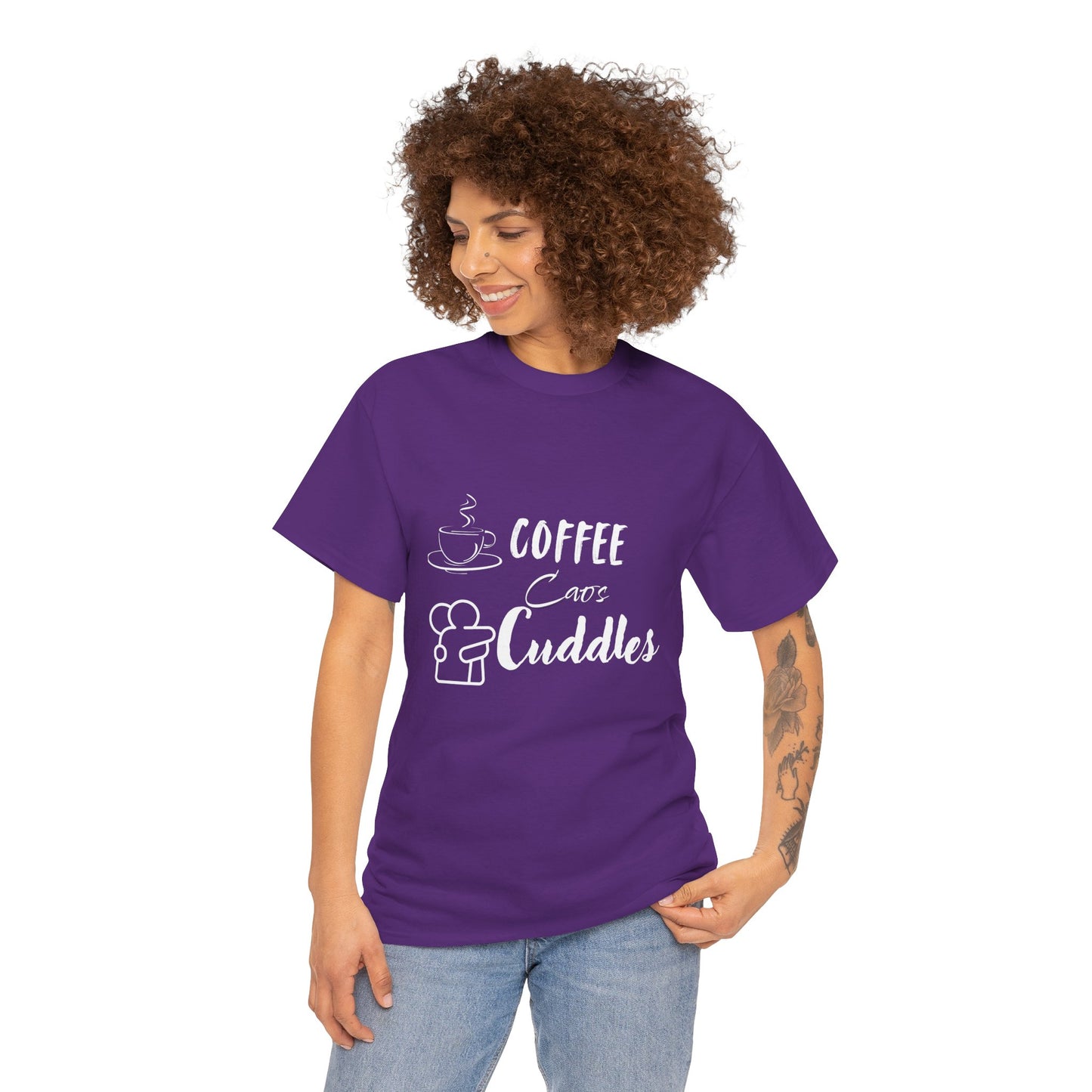 Cozy Coffee Cuddles Unisex Heavy Cotton Tee- Women