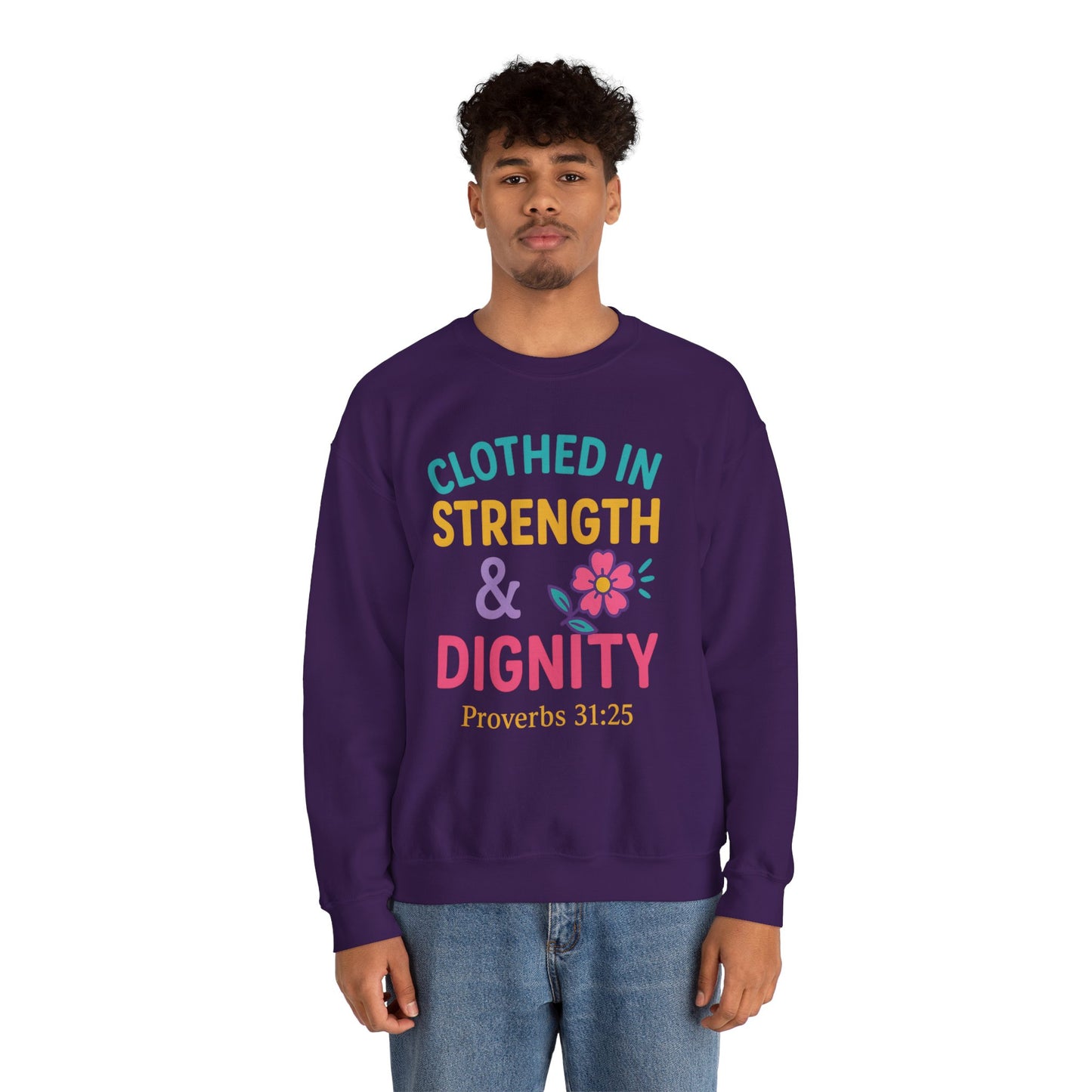 Strength & Dignity Sweatshirt for Women - Inspirational Crewneck, Perfect Gift for Moms, Birthdays, Encouragement, Proverbs 31:25