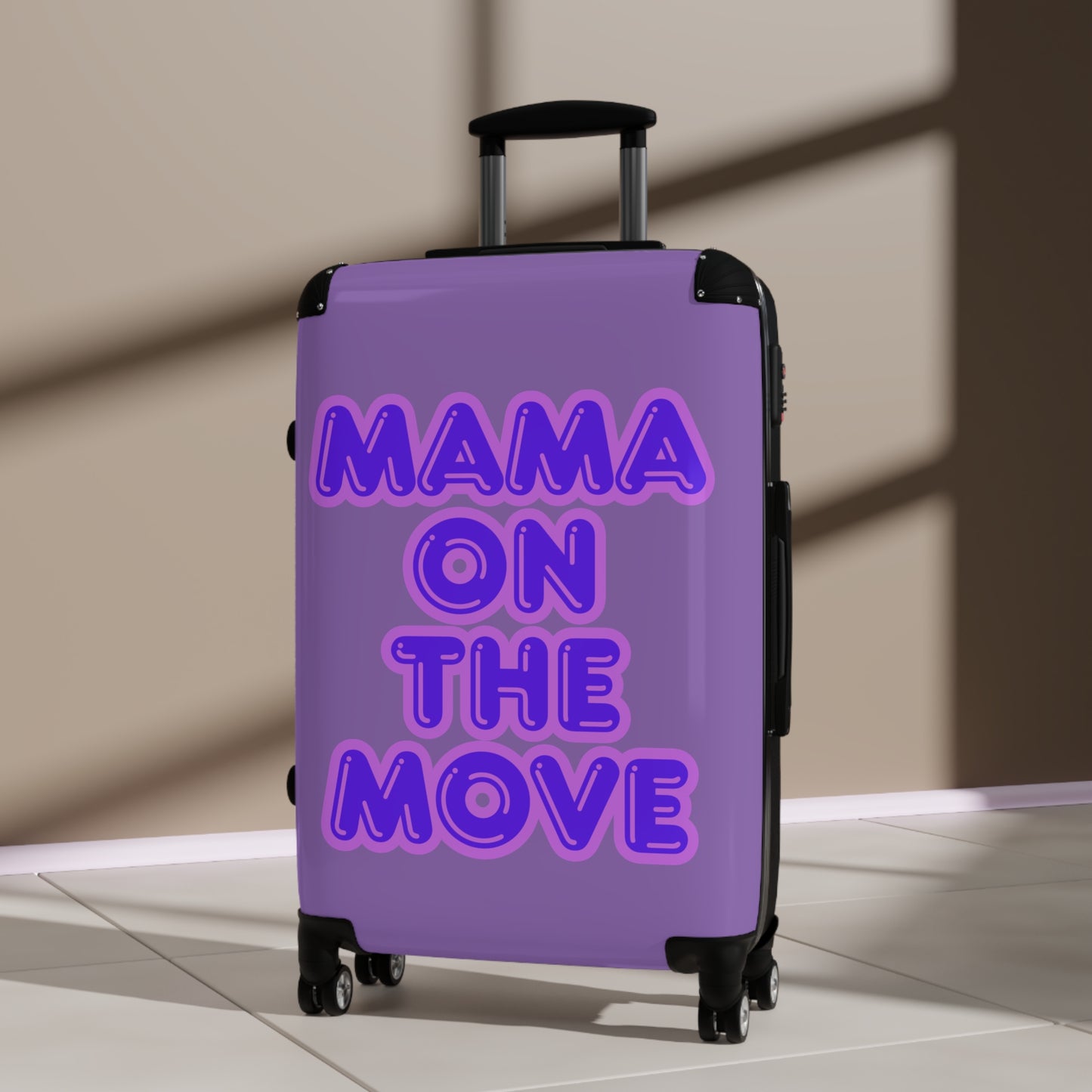 Purple Stylish Travel Suitcase - 'Mama On The Move' Luggage for Moms on the Go