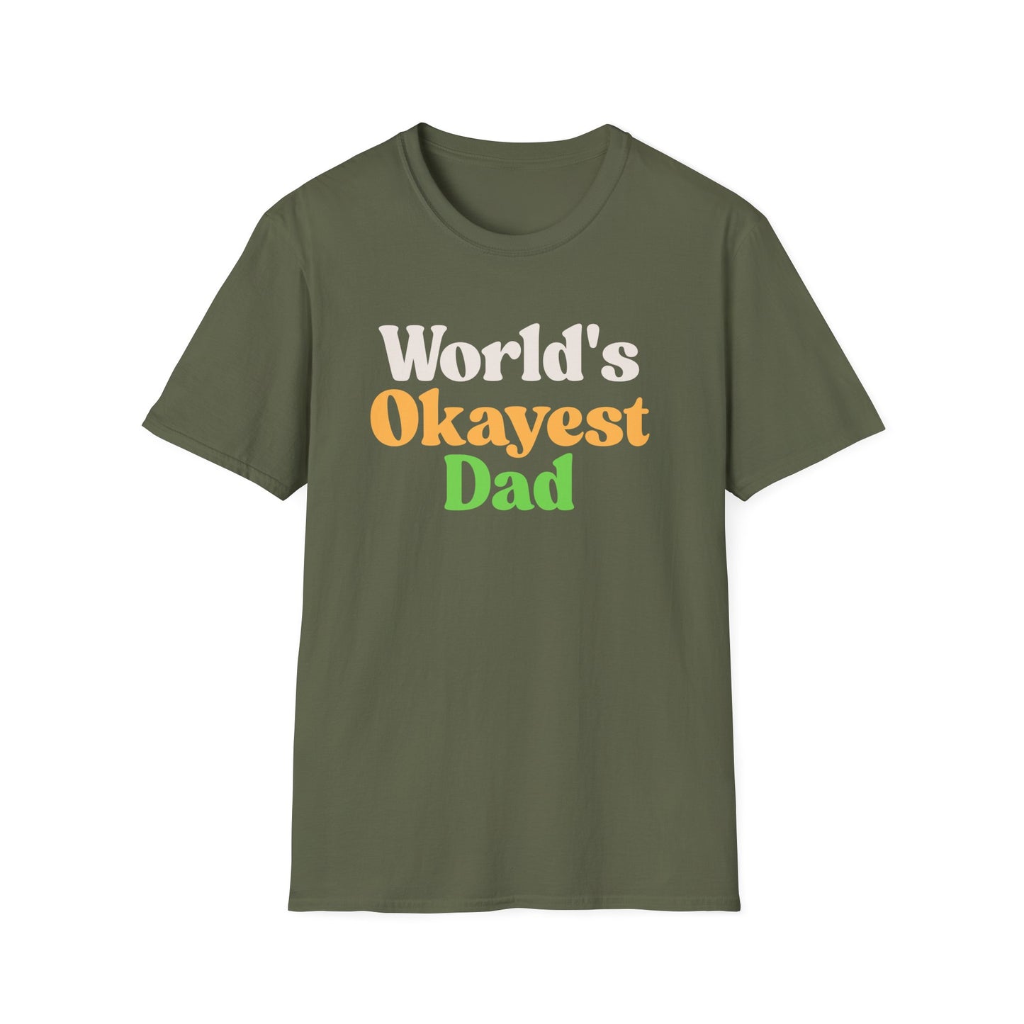World's Okayest Dad Unisex Softstyle T-Shirt, Father's Day Gift, Casual Dad Tee, Funny Dad T-Shirt, Gift for Him, Dad Humor Shirt