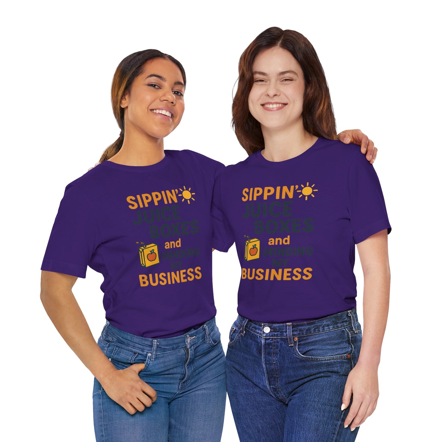 Sippin' Juice Boxes Graphic Tee, Fun Summer Shirt, Cute Gift for Kids, Playful Family Outing Top, Refreshing Summer Attire