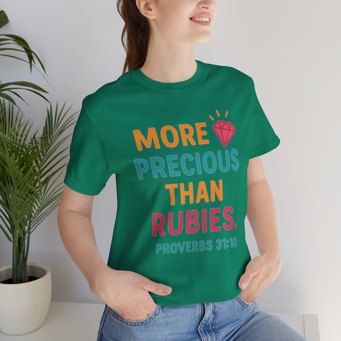 More Precious Than Rubies Tee, Inspirational T-Shirt, Faith-Based Clothing, Christian Gift, Bible Verse Apparel