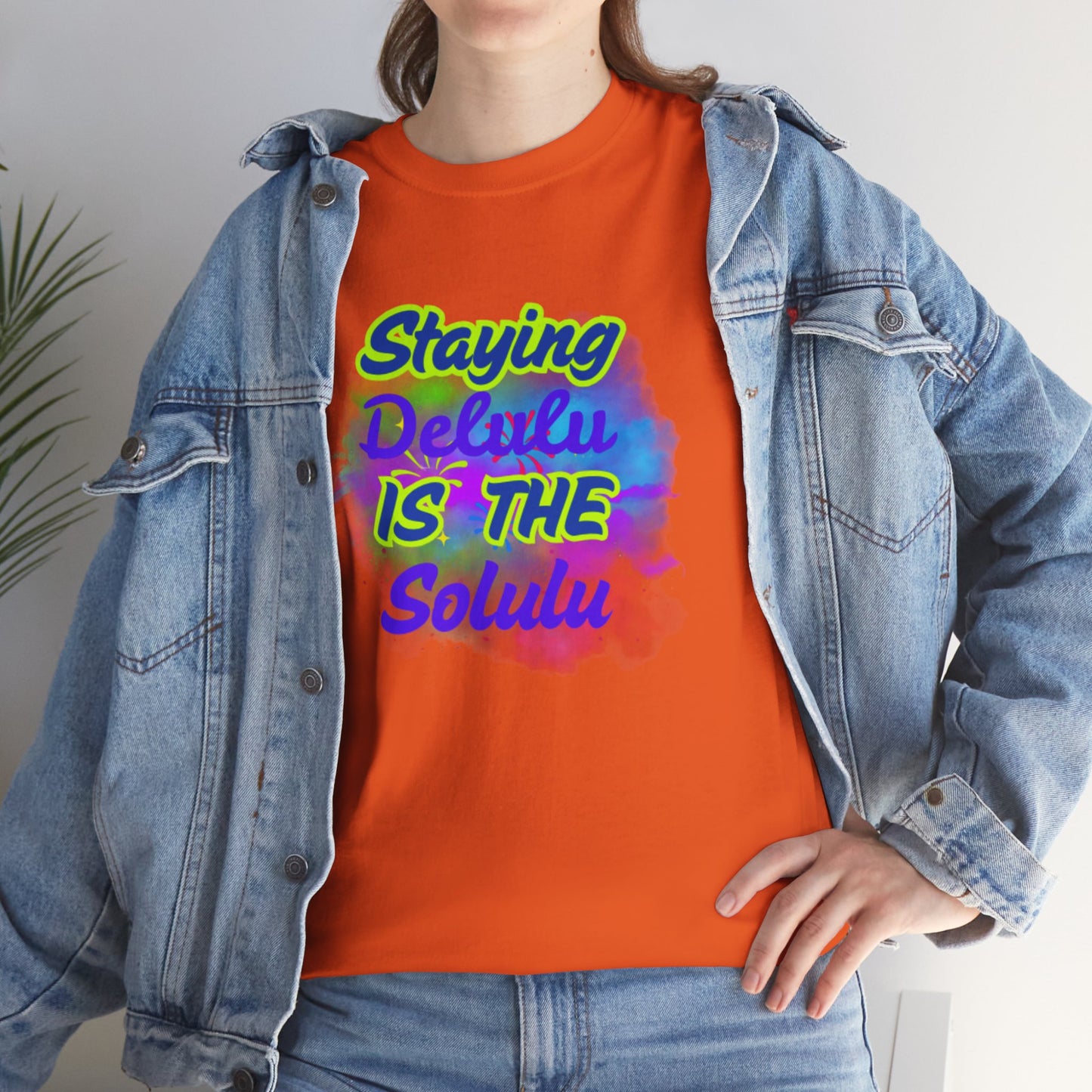 Colorful Staying Delulu Unisex Heavy Cotton Tee - Fun and Relaxed Vibe
