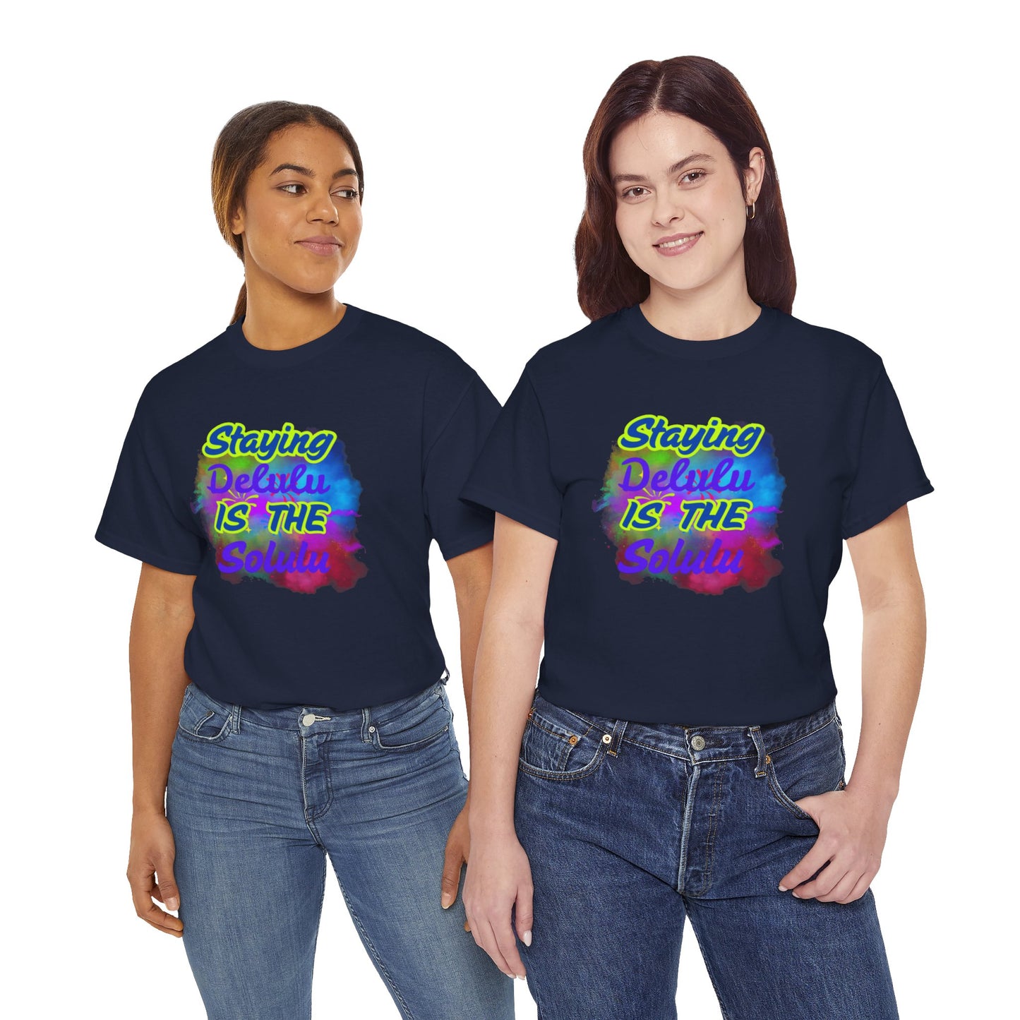 Colorful Staying Delulu Unisex Heavy Cotton Tee - Fun and Relaxed Vibe
