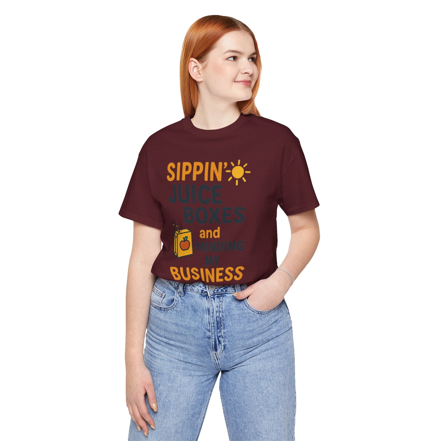 Sippin' Juice Boxes Graphic Tee, Fun Summer Shirt, Cute Gift for Kids, Playful Family Outing Top, Refreshing Summer Attire