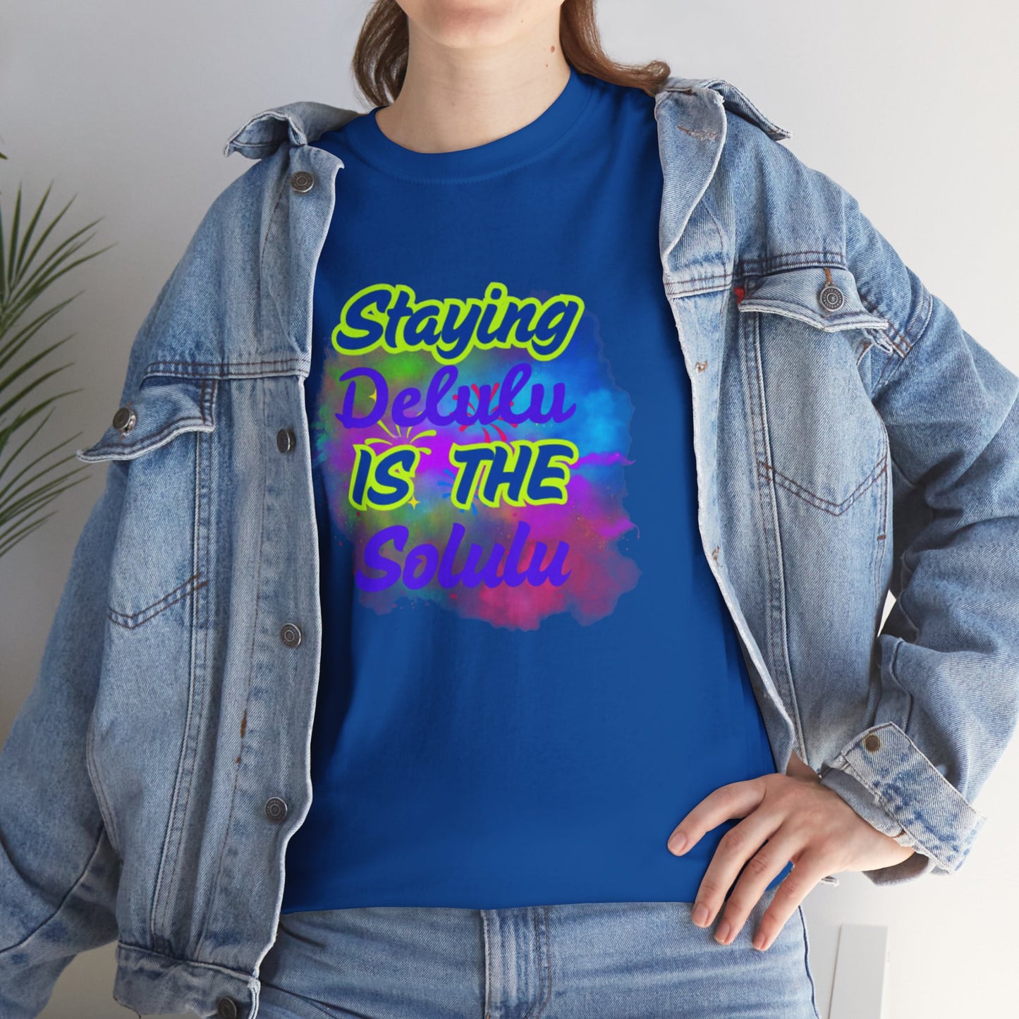 Colorful Staying Delulu Unisex Heavy Cotton Tee - Fun and Relaxed Vibe