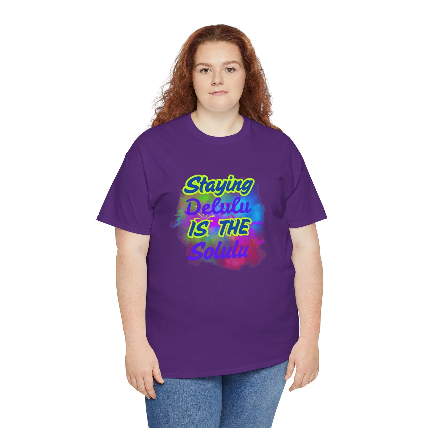Colorful Staying Delulu Unisex Heavy Cotton Tee - Fun and Relaxed Vibe