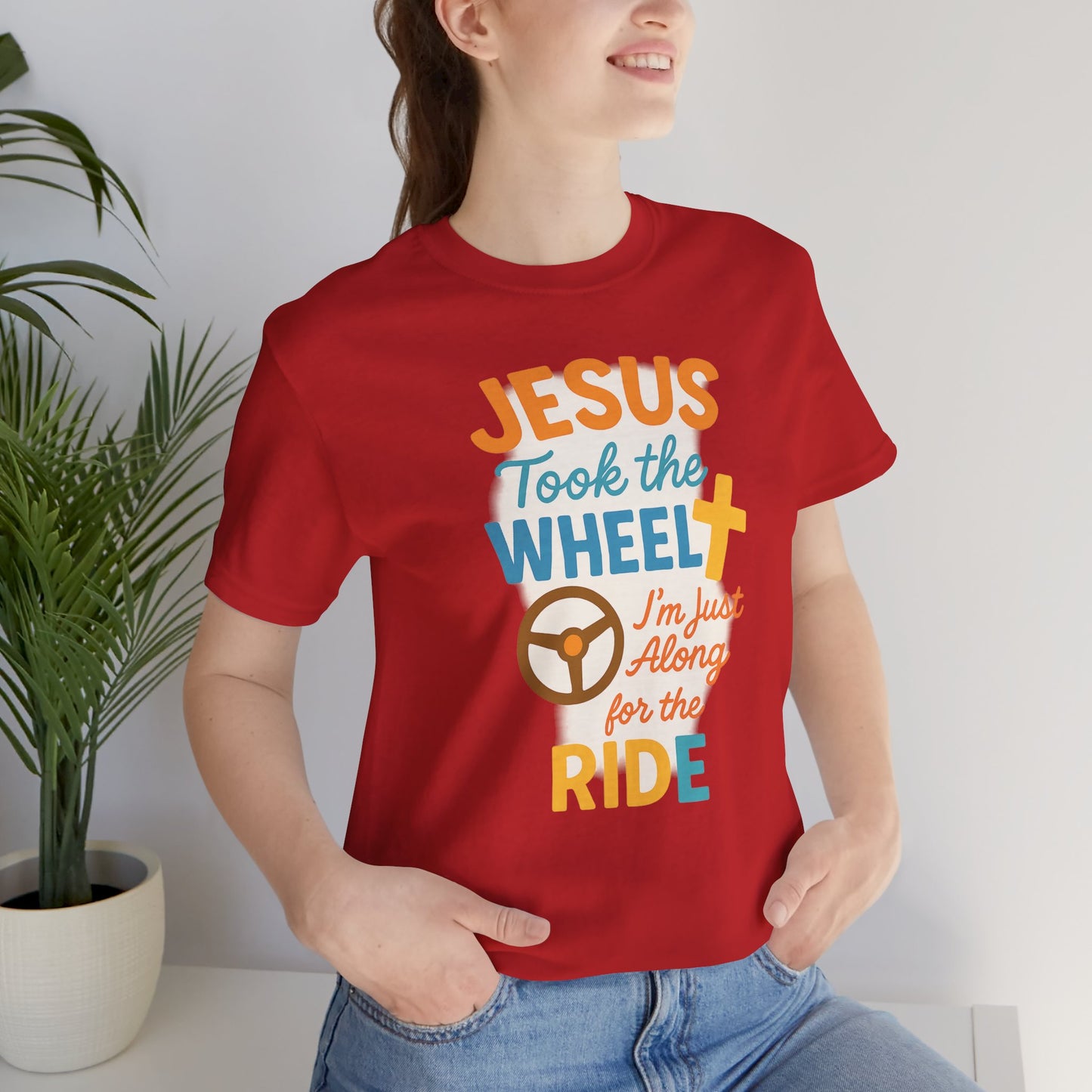 Jesus Took the Wheel Tee, Christian Shirt for Faith, Spiritual Gifts, Inspirational Top, Casual Wear, Religious Apparel