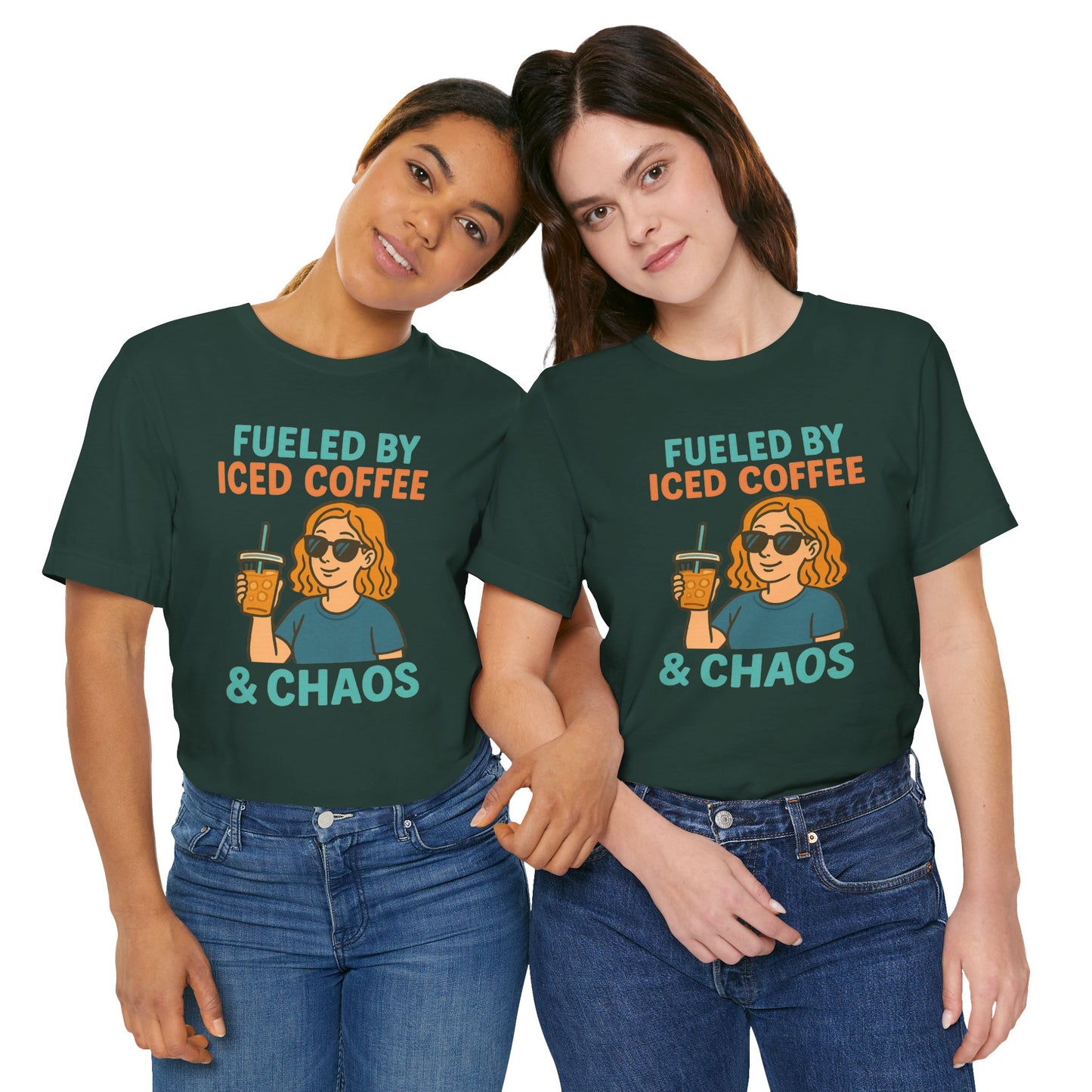 Fueled by Iced Coffee Unisex Tee, Summer Vibe Shirt, Coffee Lover Gift, Casual Wear, Gift for Friends, Funny Graphic Tee