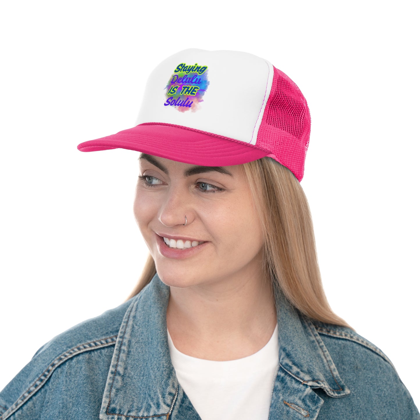 Colorful Staying Delulu Trucker Cap - Fun, Trendy Headwear for Everyday Adventures
