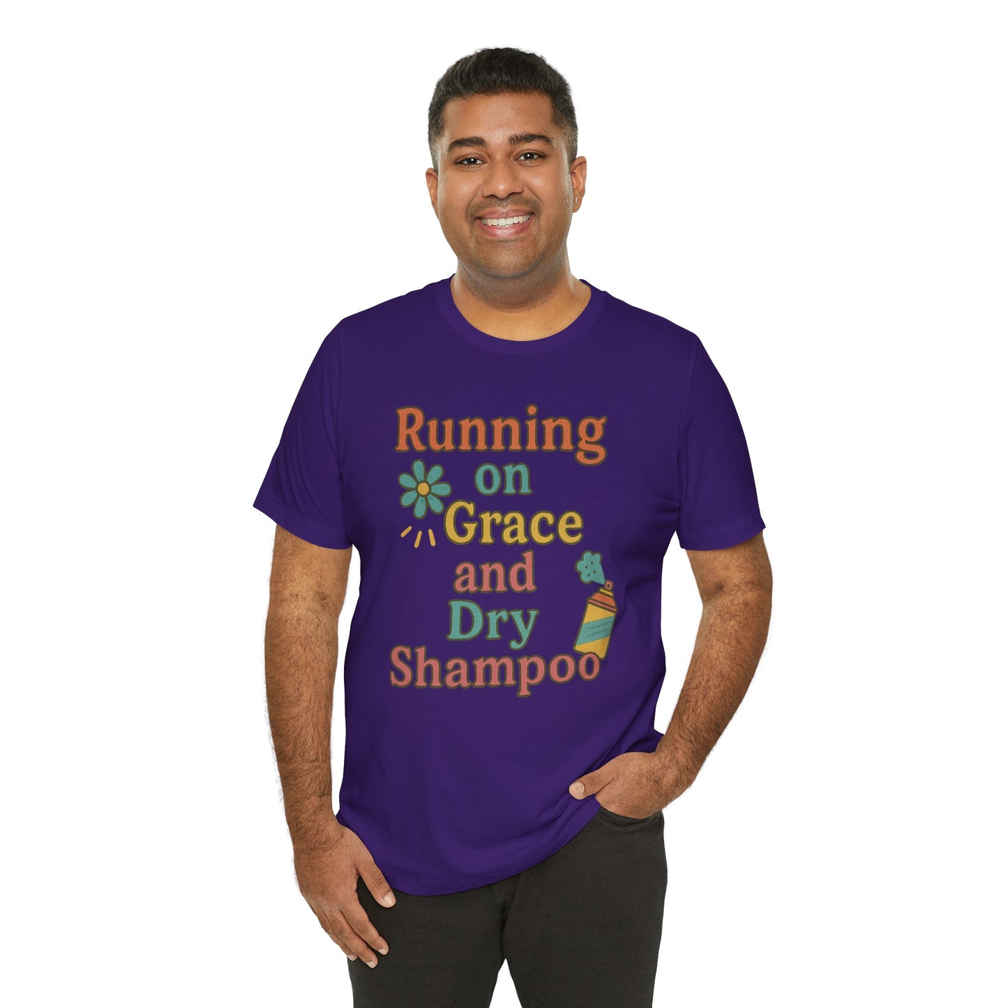 Running on Grace and Dry Shampoo Tee, Funny T-Shirt for Moms, Comfortable Everyday Wear, Gift for Hair Lovers, Trendy Casual Style