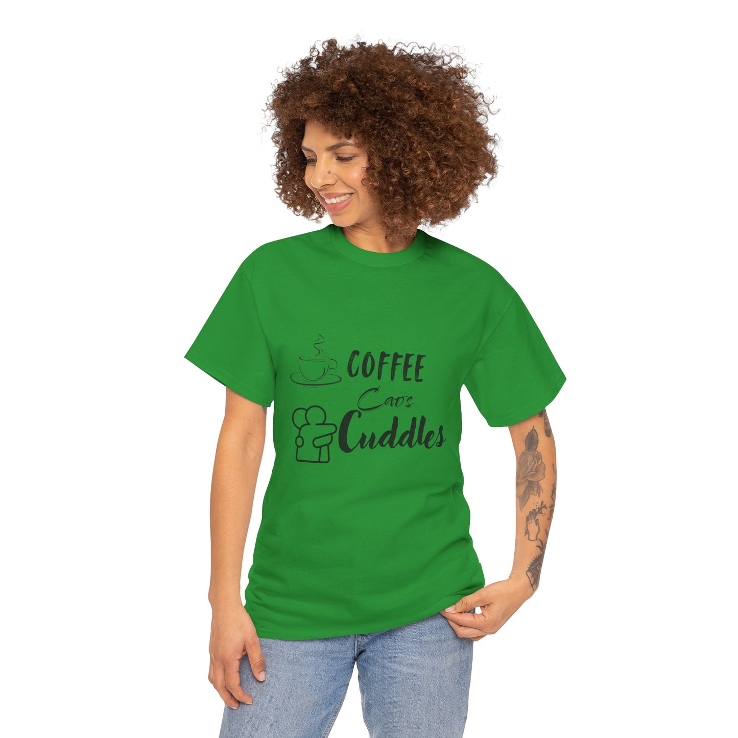 Cozy Coffee Cuddles Unisex Heavy Cotton Tee- Women