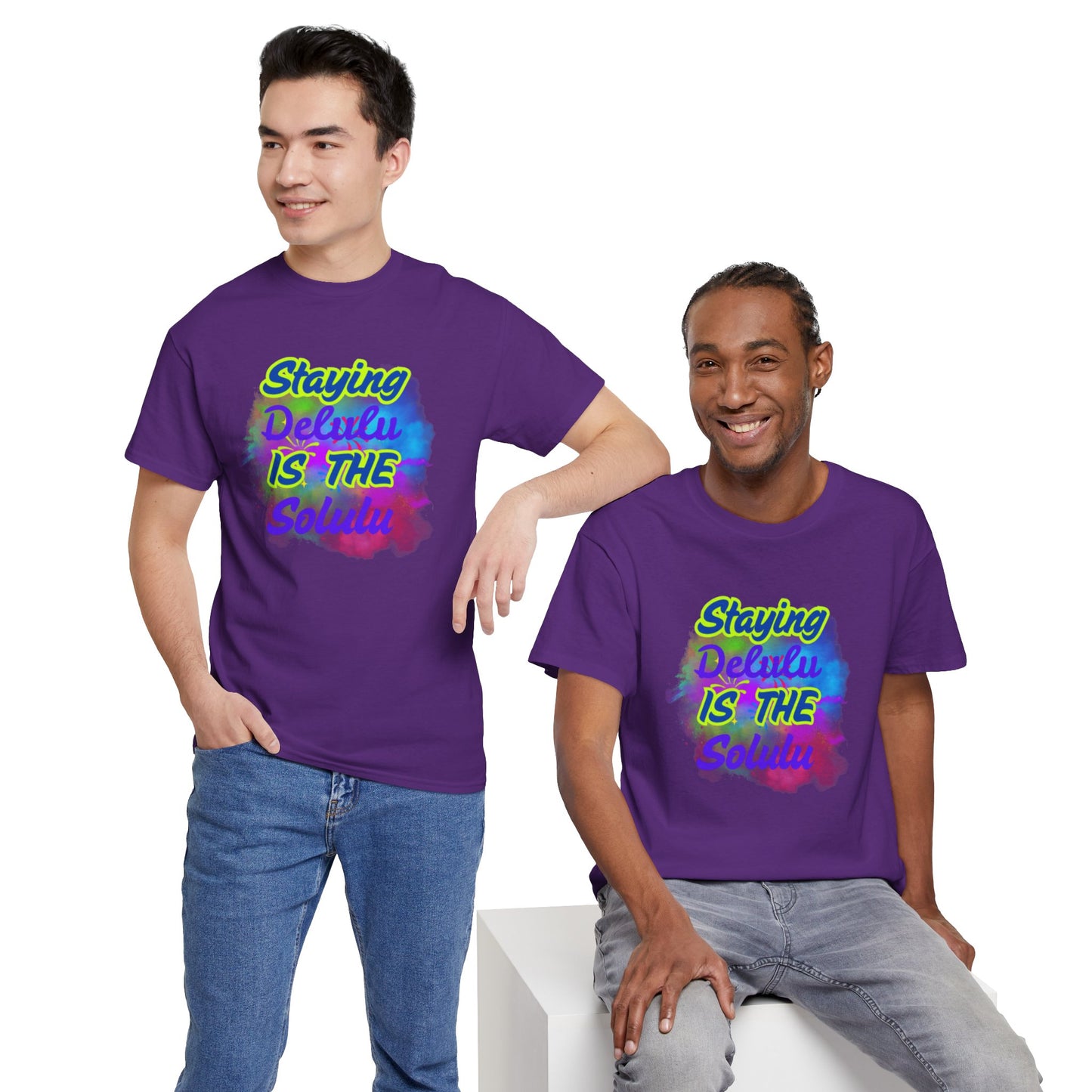 Colorful Staying Delulu Unisex Heavy Cotton Tee - Fun and Relaxed Vibe