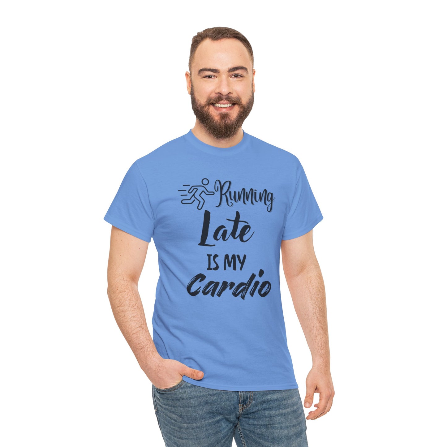 Running Late Is My Cardio Unisex Heavy Cotton Tee -Men