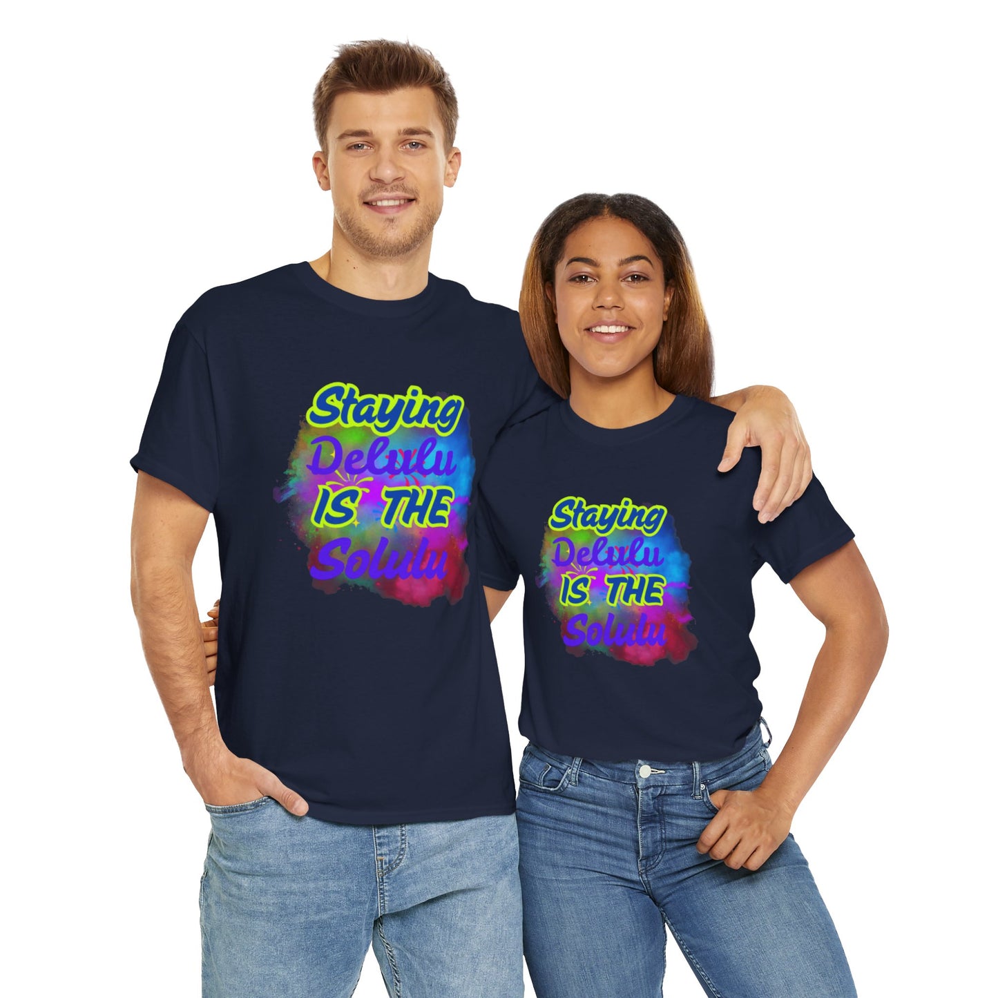 Colorful Staying Delulu Unisex Heavy Cotton Tee - Fun and Relaxed Vibe