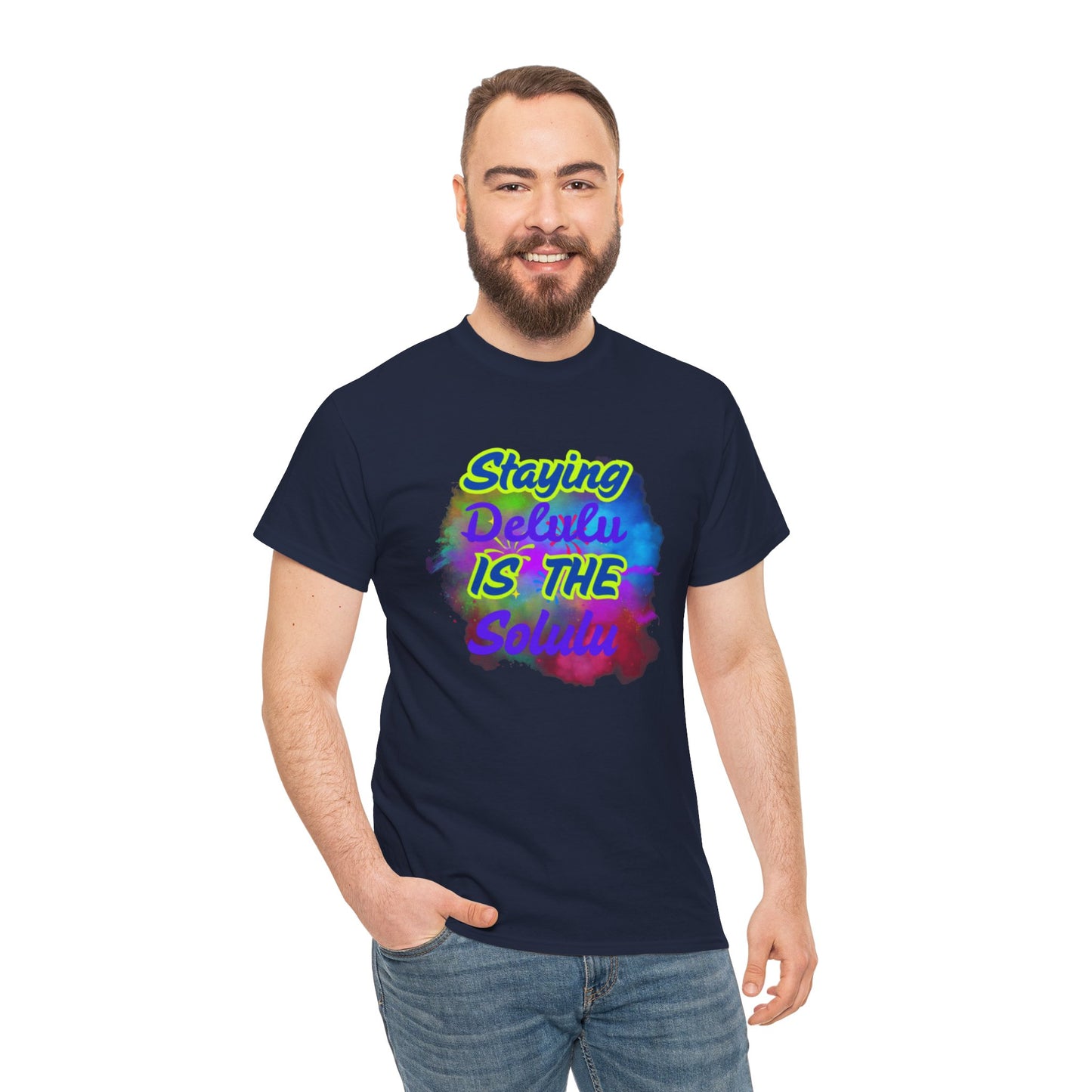 Colorful Staying Delulu Unisex Heavy Cotton Tee - Fun and Relaxed Vibe