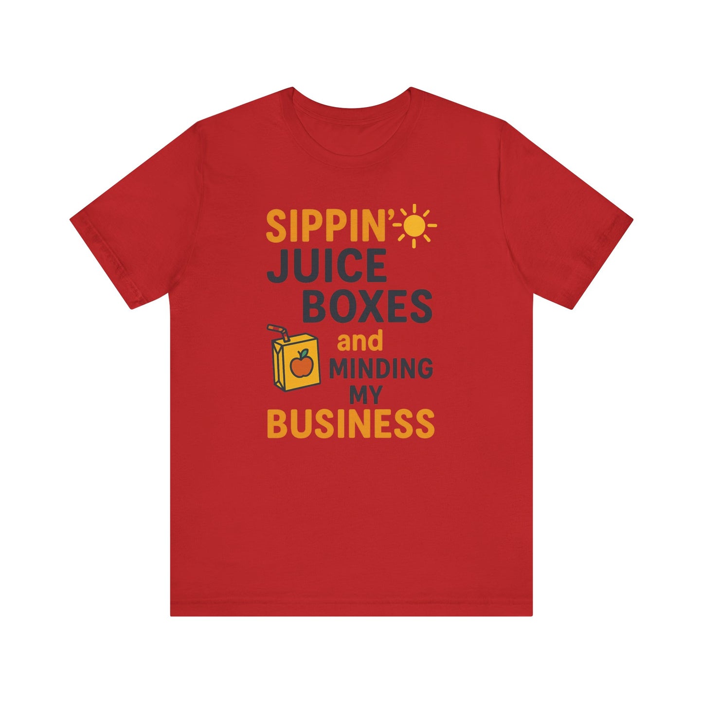 Sippin' Juice Boxes Graphic Tee, Fun Summer Shirt, Cute Gift for Kids, Playful Family Outing Top, Refreshing Summer Attire