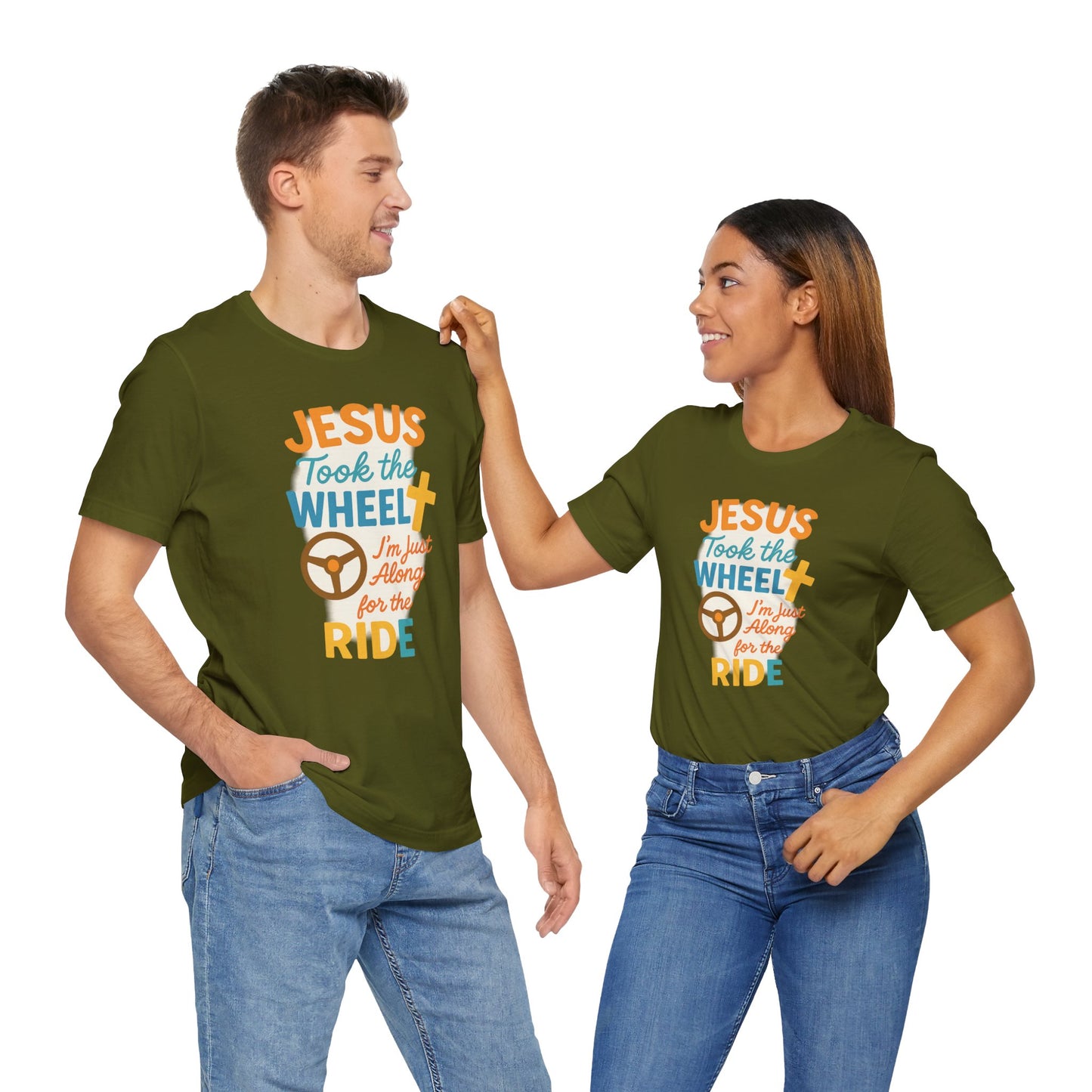 Jesus Took the Wheel Tee, Christian Shirt for Faith, Spiritual Gifts, Inspirational Top, Casual Wear, Religious Apparel
