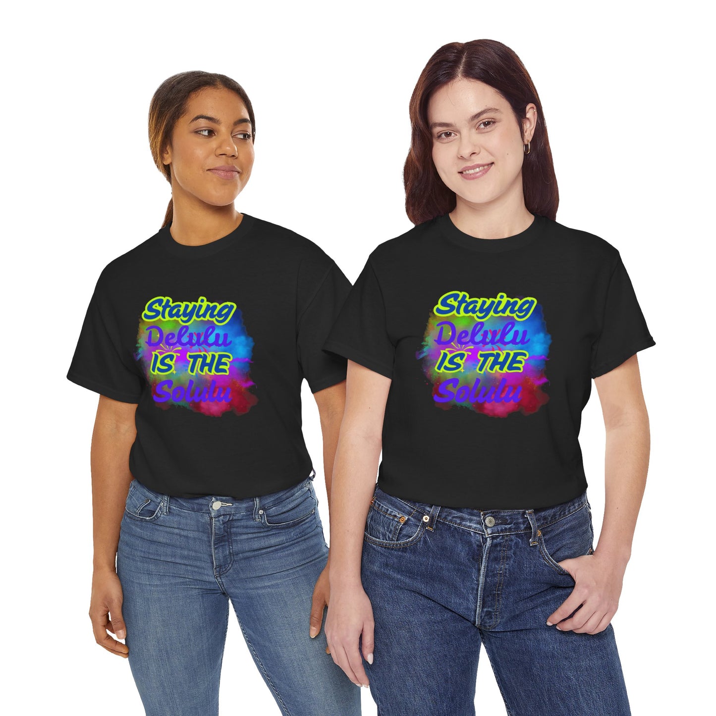 Colorful Staying Delulu Unisex Heavy Cotton Tee - Fun and Relaxed Vibe
