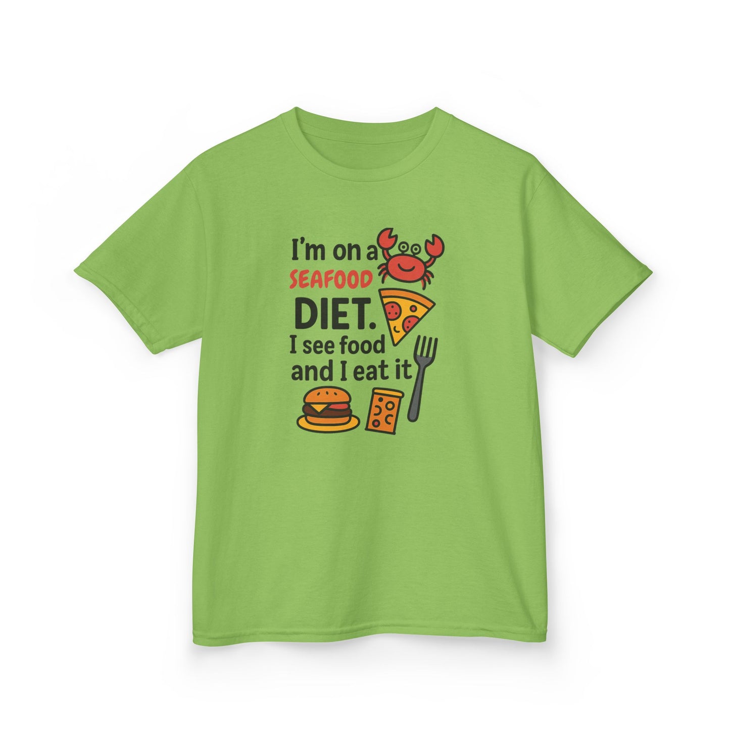 Kids Seafood Diet Tee - Fun Humor Shirt for Seafood Lovers, Birthday Gift, Cute Graphic T-Shirt, Children's Casual Wear, Party Outfit