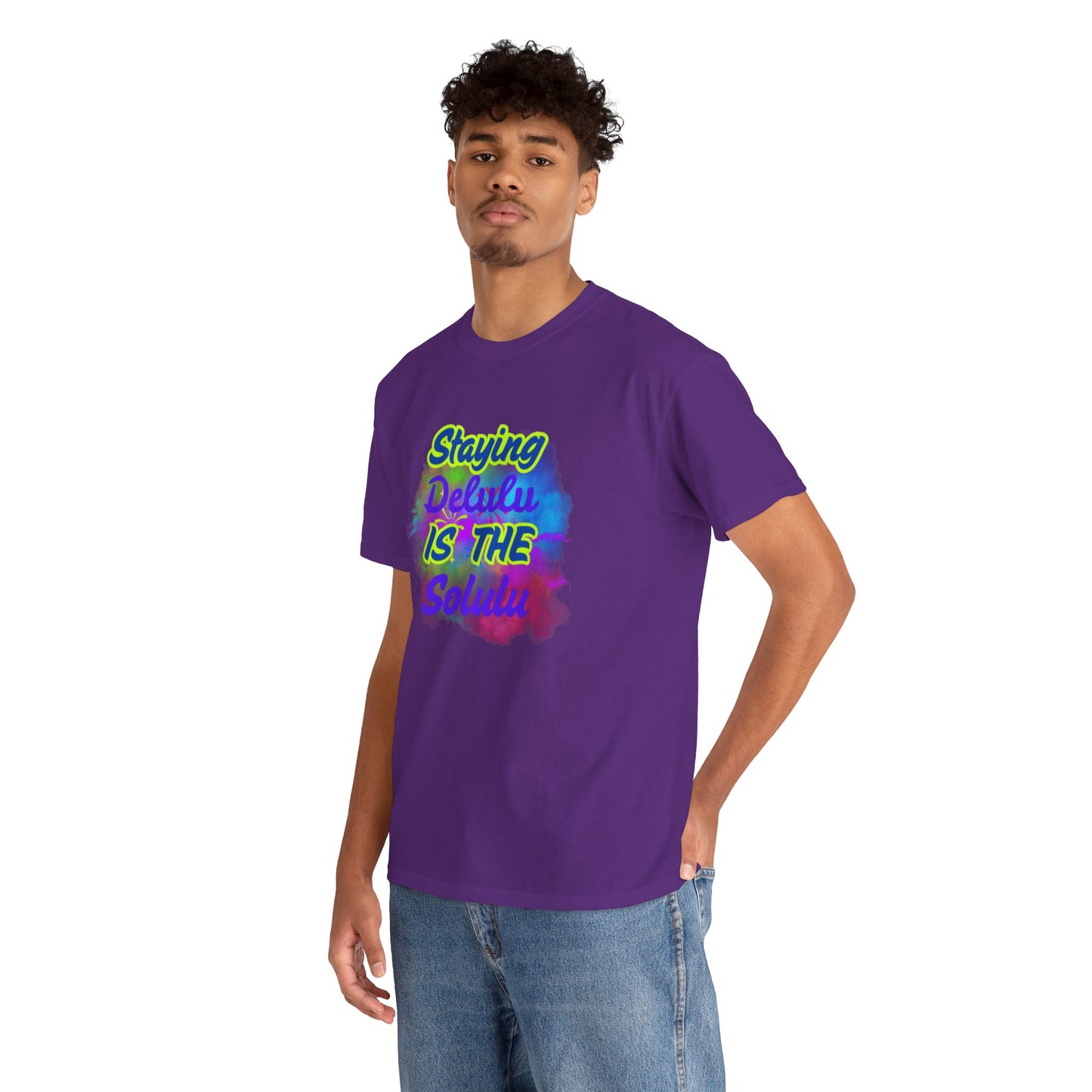 Colorful Staying Delulu Unisex Heavy Cotton Tee - Fun and Relaxed Vibe