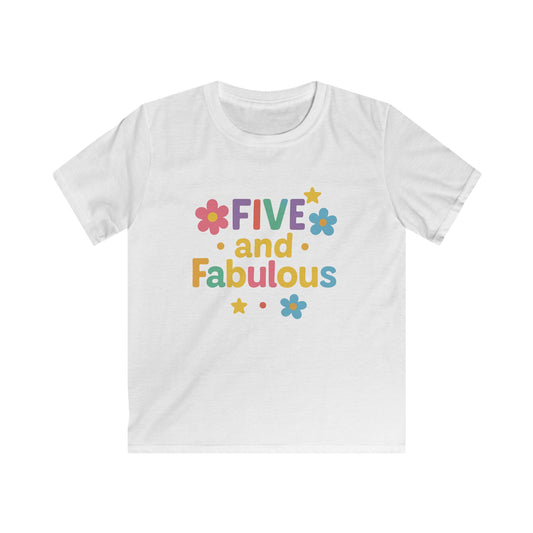 Kids Birthday Tee, Five and Fabulous Shirt, Cute Childrens T-Shirt, Fun Kids Apparel, Birthday Gift for Girls