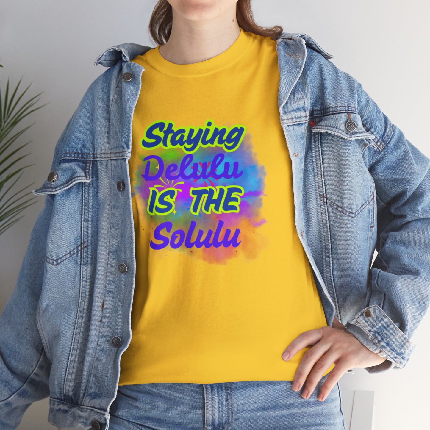 Colorful Staying Delulu Unisex Heavy Cotton Tee - Fun and Relaxed Vibe