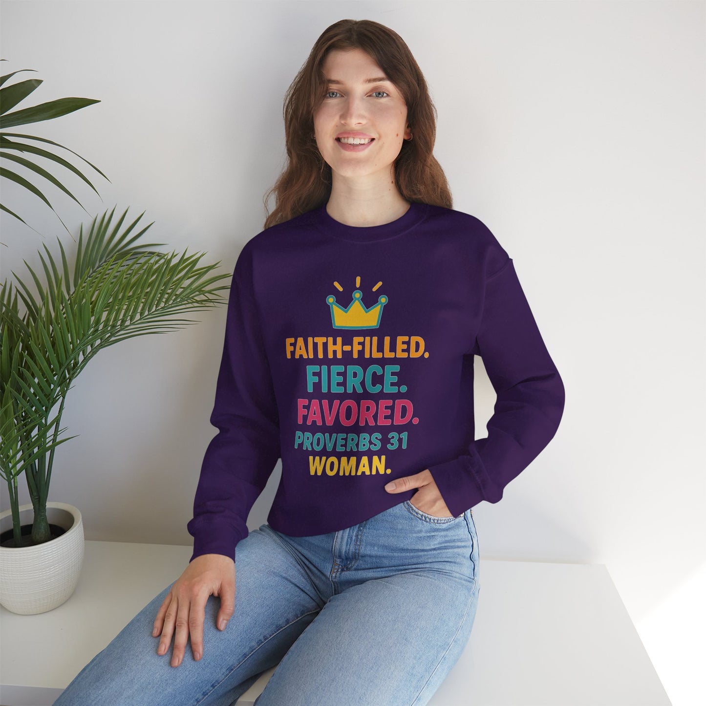 Faith-Filled Proverbs 31 Woman Sweatshirt, Inspirational Crewneck, Motivational Apparel, Christian Gift, Faith-Based Clothing