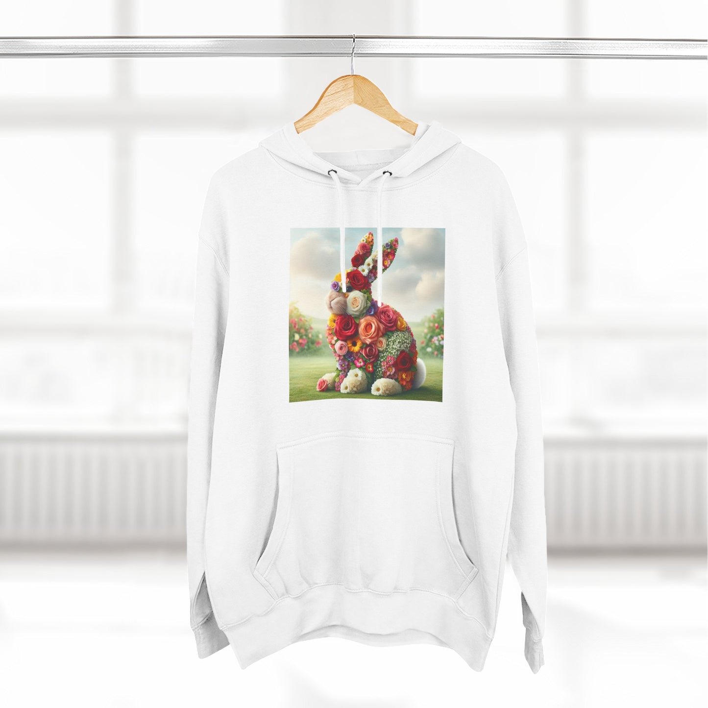 Whimsical Bunny Fleece Hoodie, Cozy Spring Hoodie, Easter Gift, Cute Rabbit Sweatshirt, Fun and Comfy Hoodie