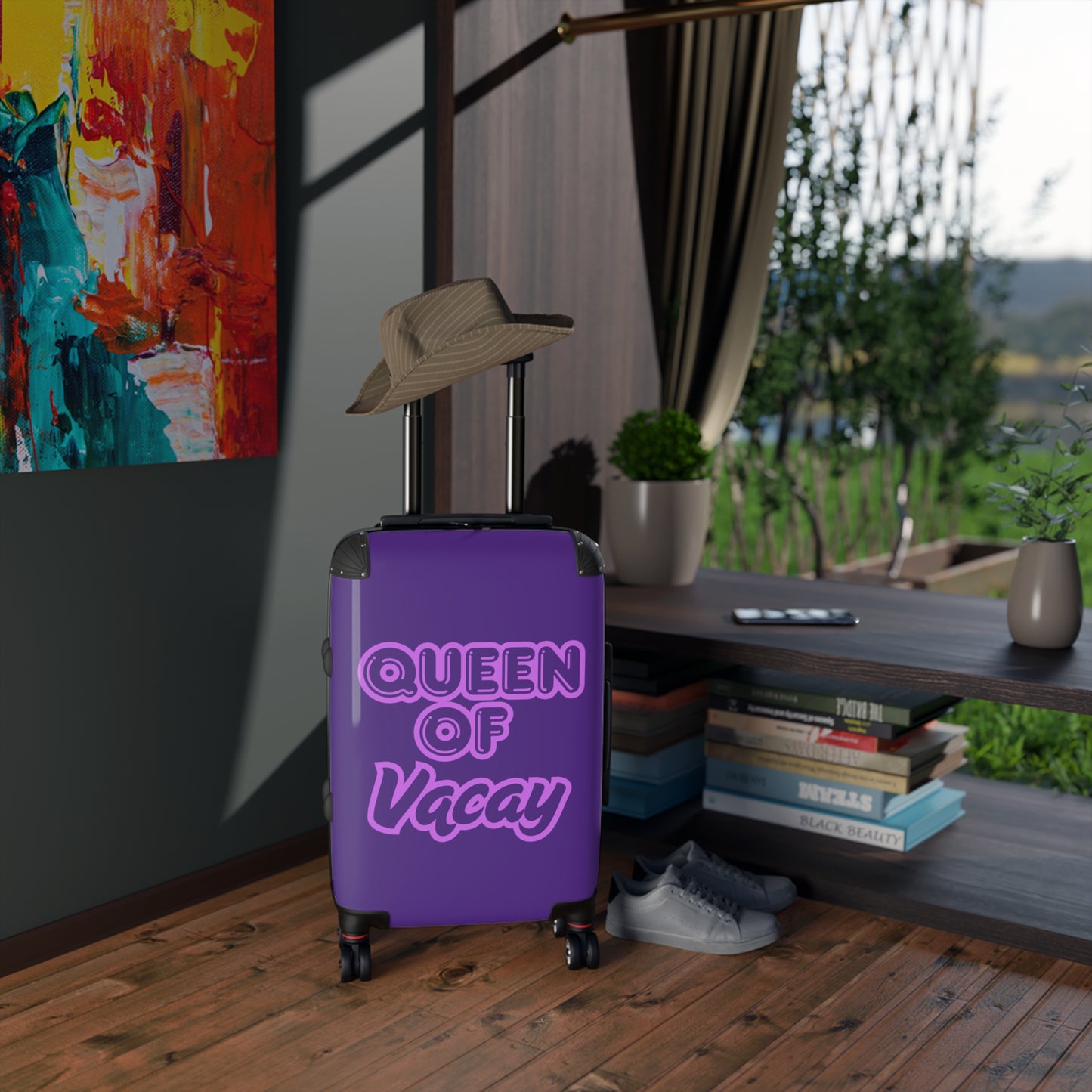 Purple Queen of Vacay Carry-On Suitcase