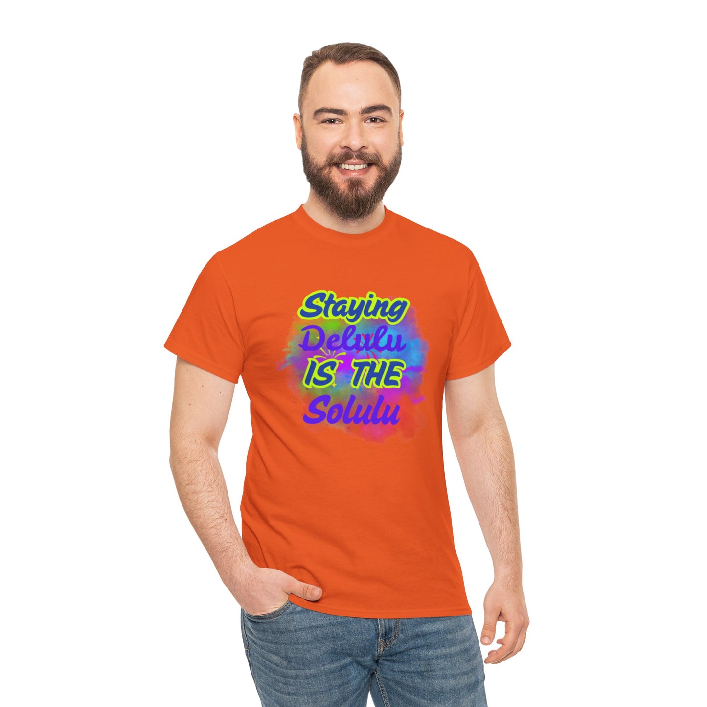 Colorful Staying Delulu Unisex Heavy Cotton Tee - Fun and Relaxed Vibe